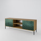 TESSELATED GREENERY 2-Door TV Stand in Oak Effect