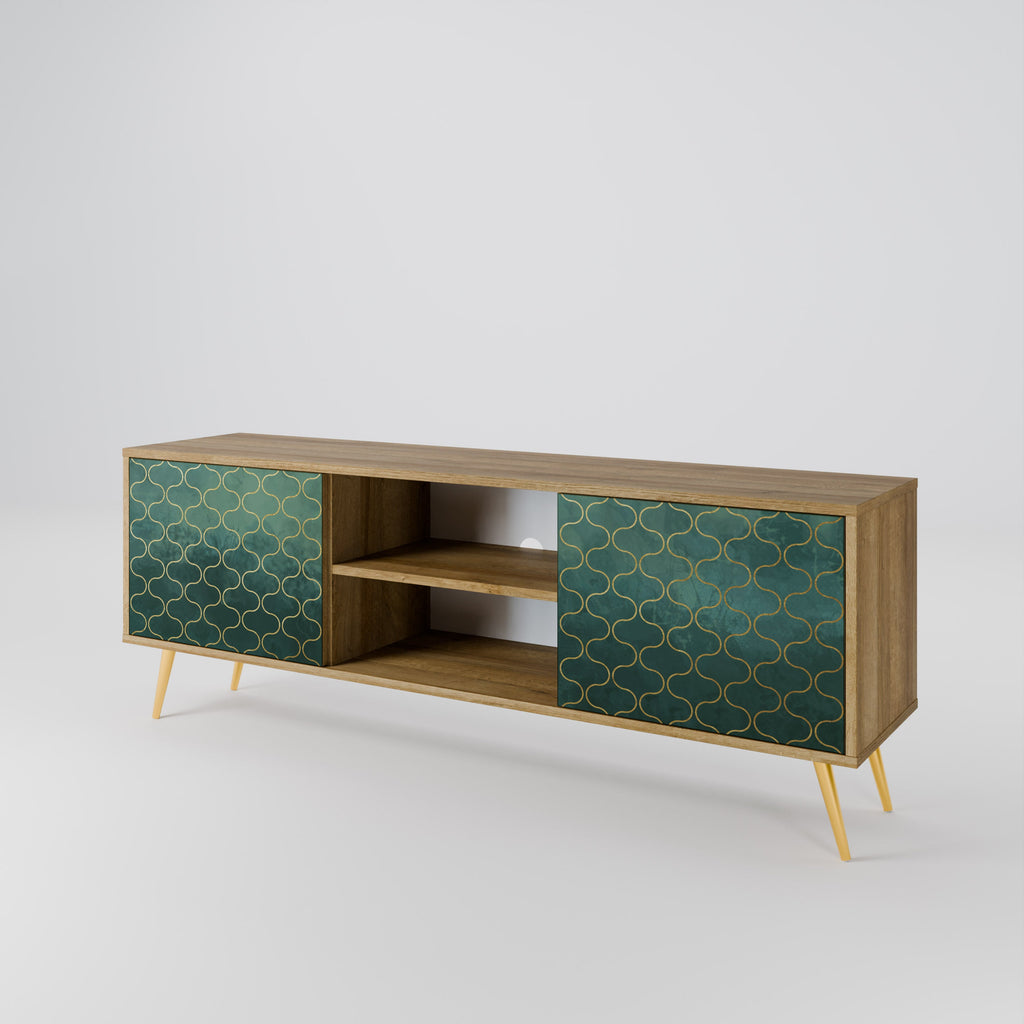TESSELATED GREENERY 2-Door TV Stand in Oak Effect