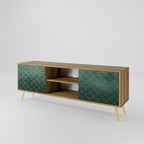TESSELATED GREENERY 2-Door TV Stand in Oak Effect