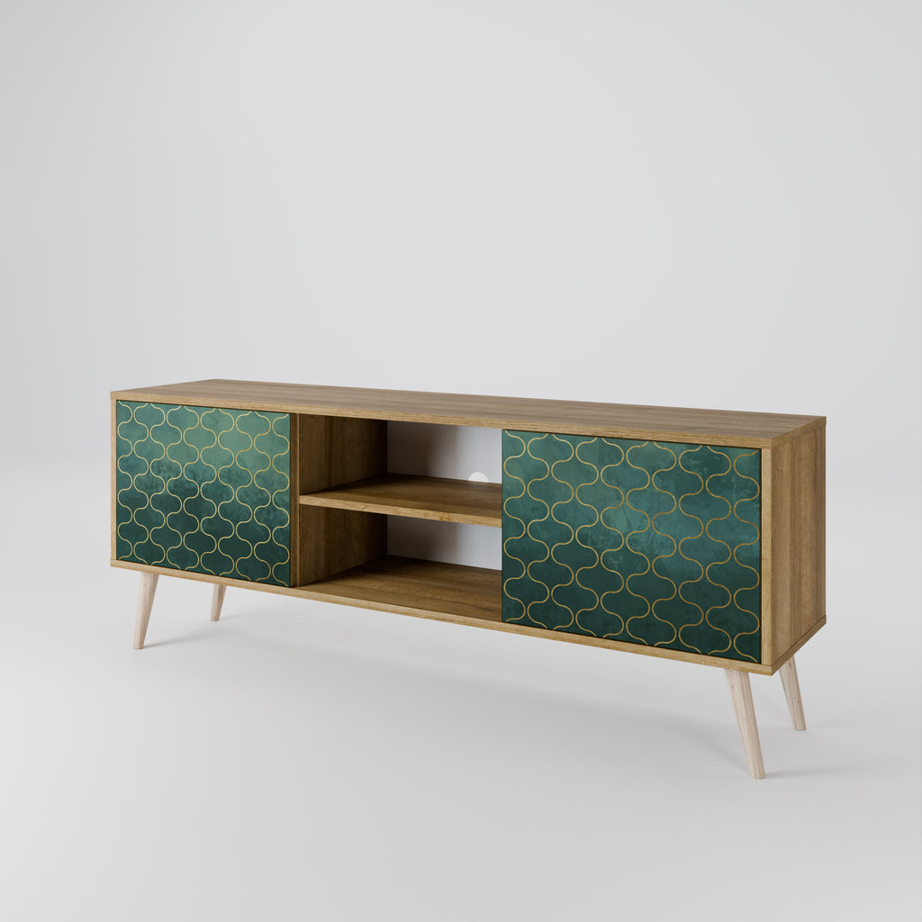 TESSELATED GREENERY 2-Door TV Stand in Oak Effect