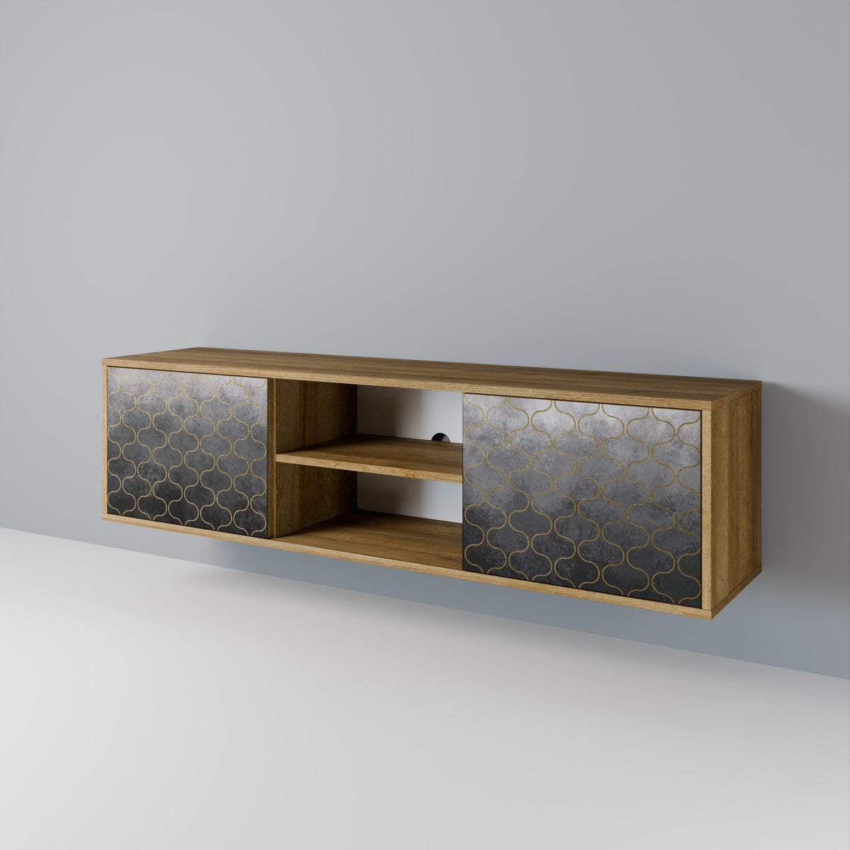 TESSELATED GRAYISH 2-Door TV Cabinet
