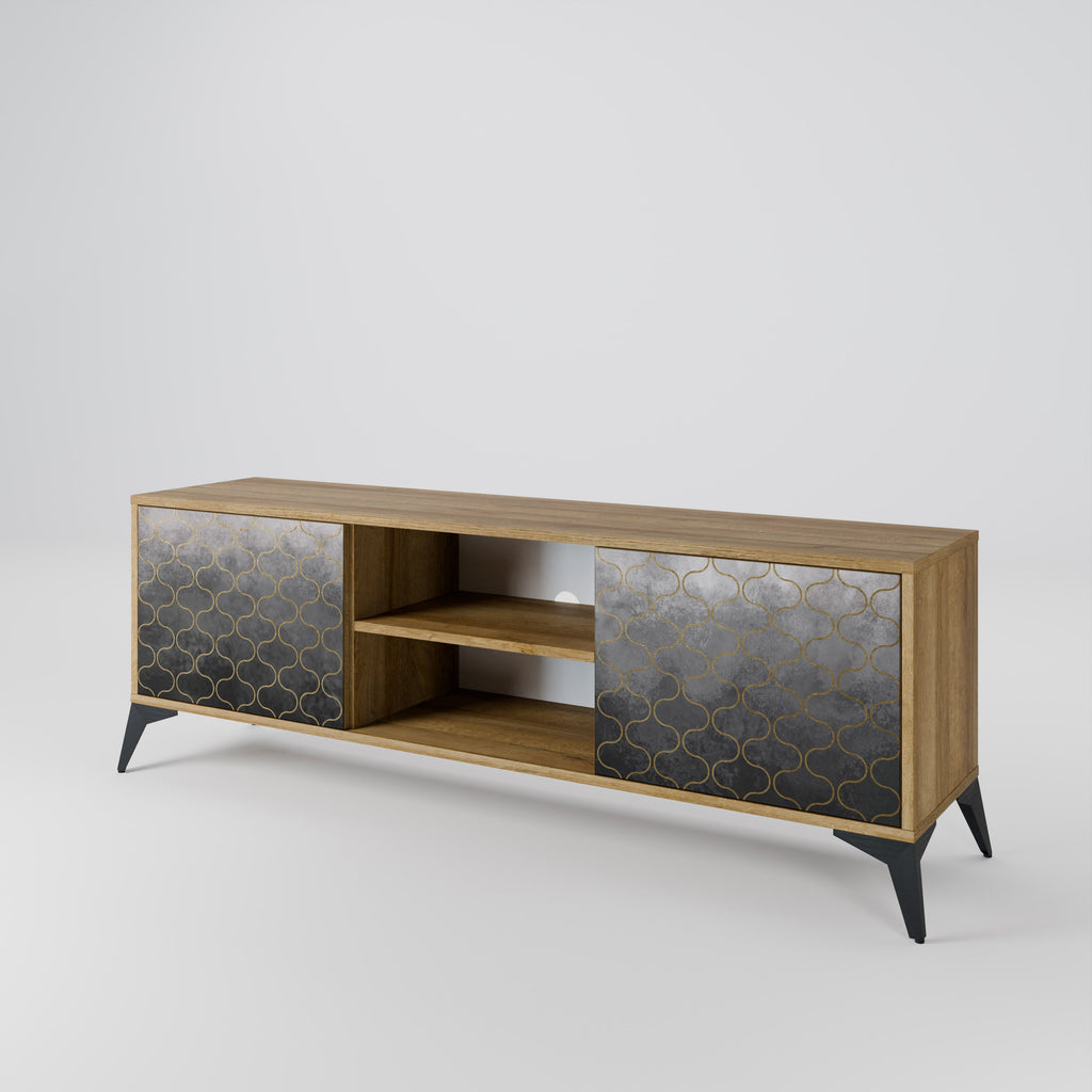 TESSELATED GRAYISH 2-Door TV Stand in Oak Effect
