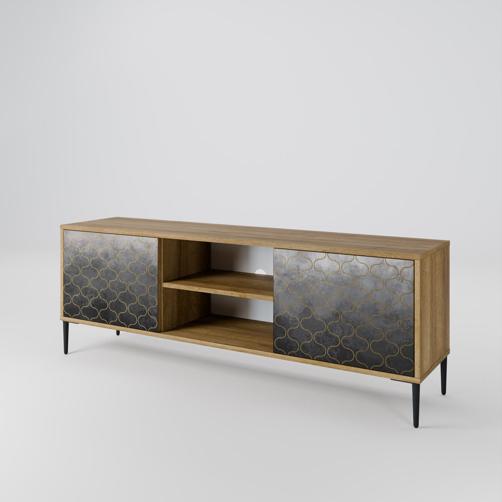 TESSELATED GRAYISH 2-Door TV Stand in Oak Effect