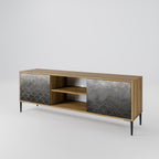 TESSELATED GRAYISH 2-Door TV Stand in Oak Effect