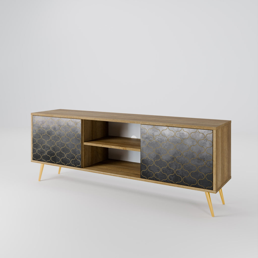 TESSELATED GRAYISH 2-Door TV Stand in Oak Effect