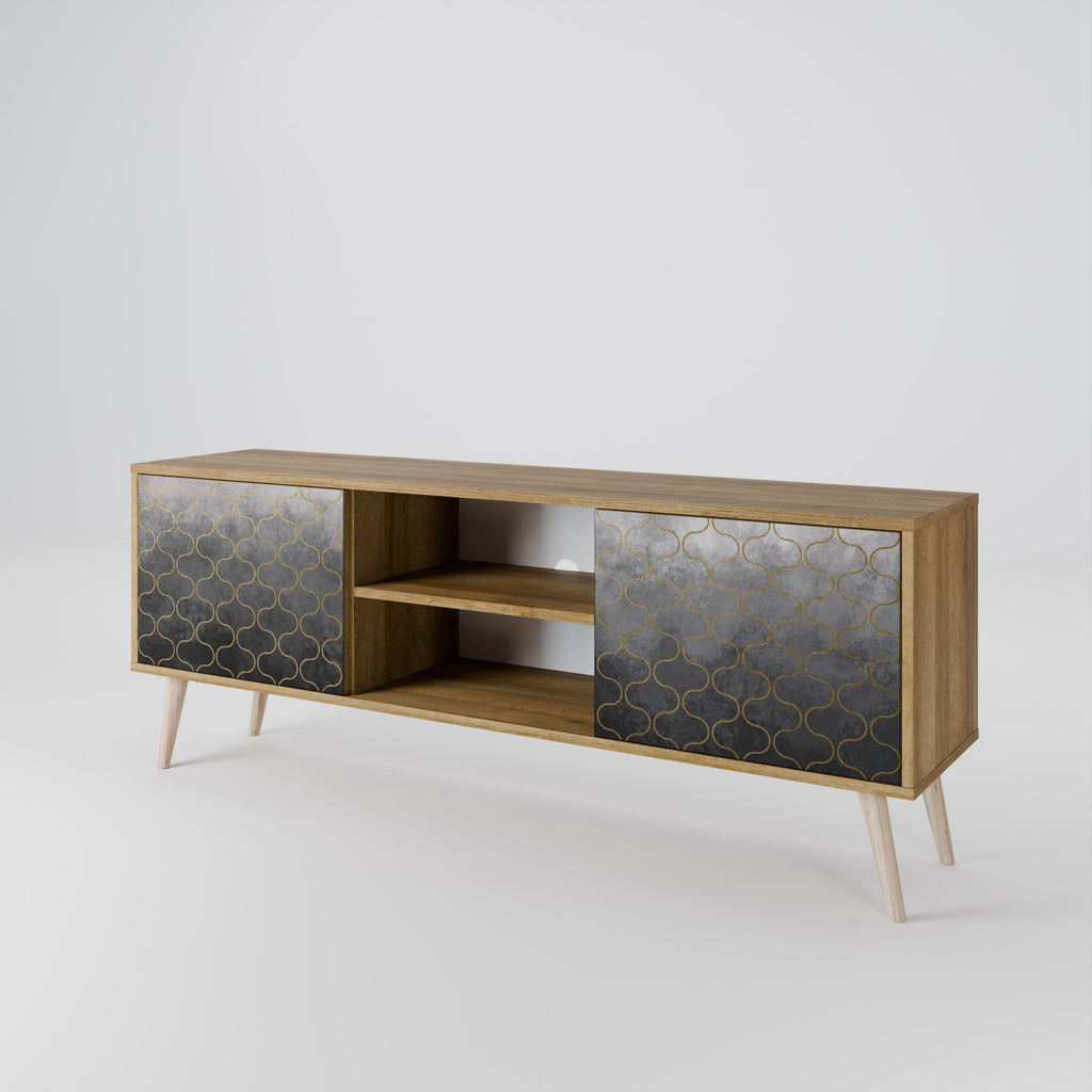 TESSELATED GRAYISH 2-Door TV Stand in Oak Effect