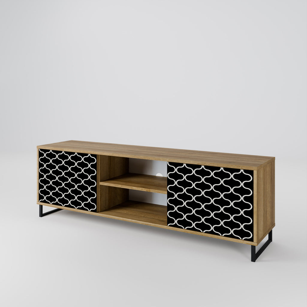 TESSELATED BLACKNESS 2-Door TV Stand in Oak Effect
