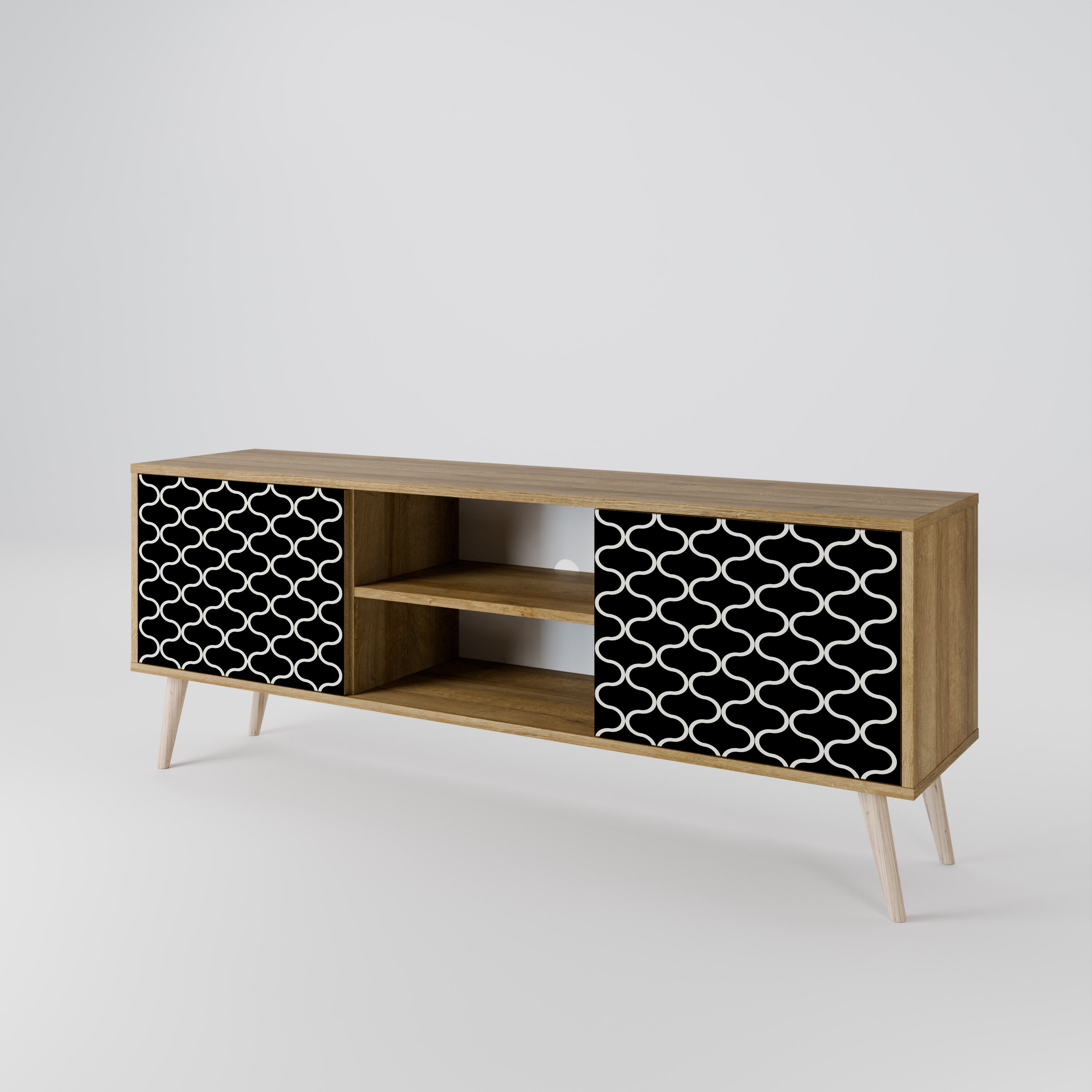 TESSELATED BLACKNESS 2-Door TV Stand in Oak Effect