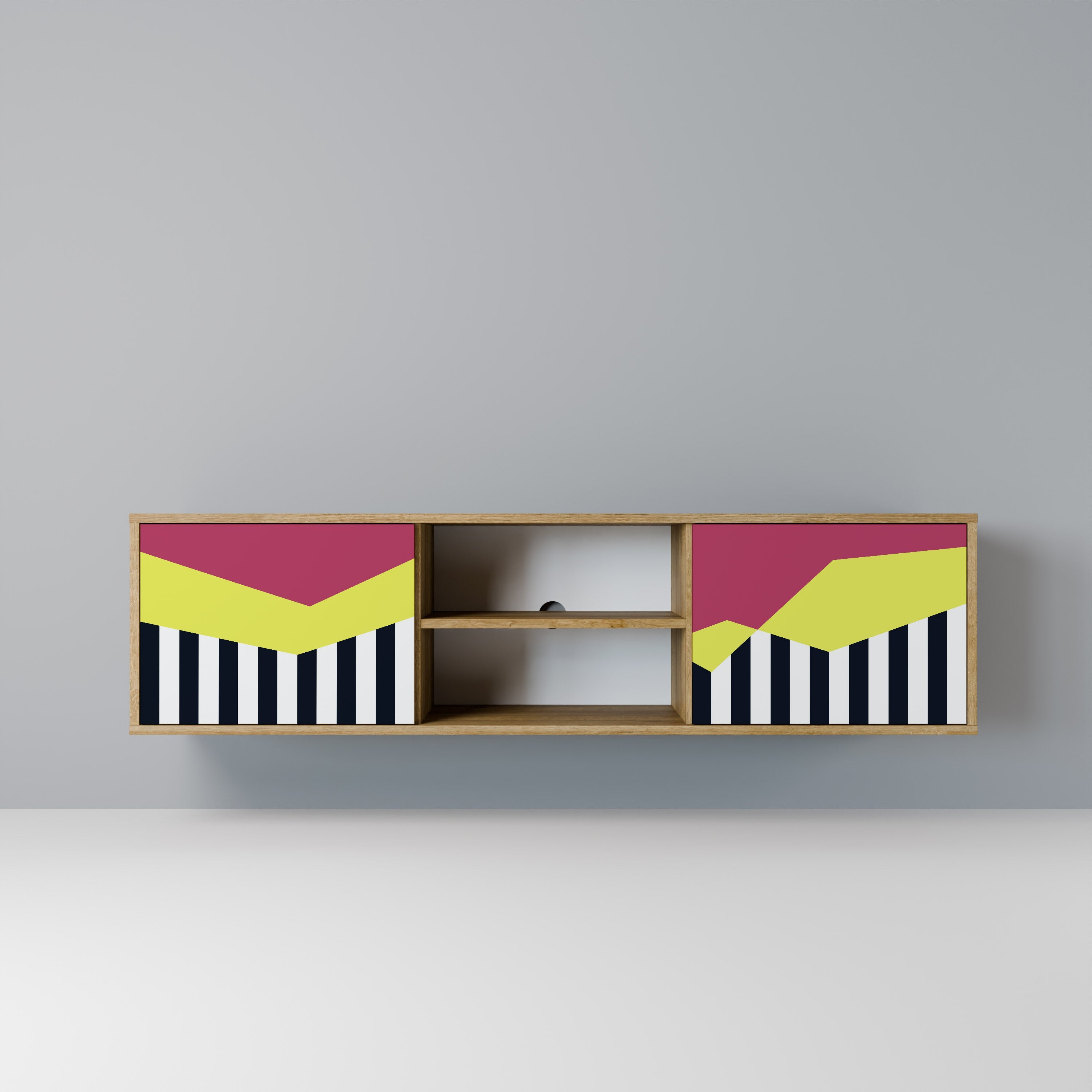 PIANO FANTASY 2-Door TV Stand in Oak Effect