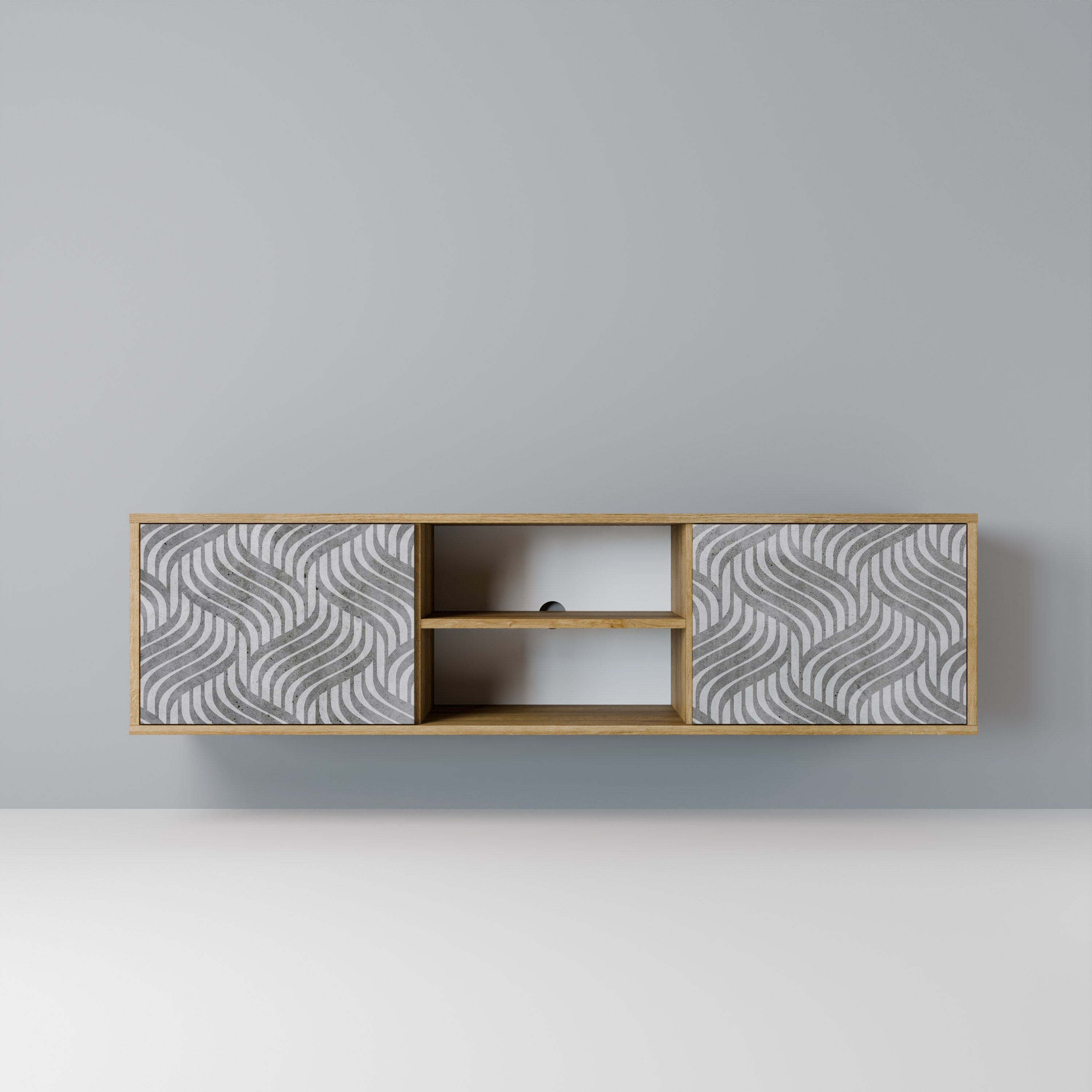 CONCRETE MOVEMENT 2-Door TV Stand in Oak Effect