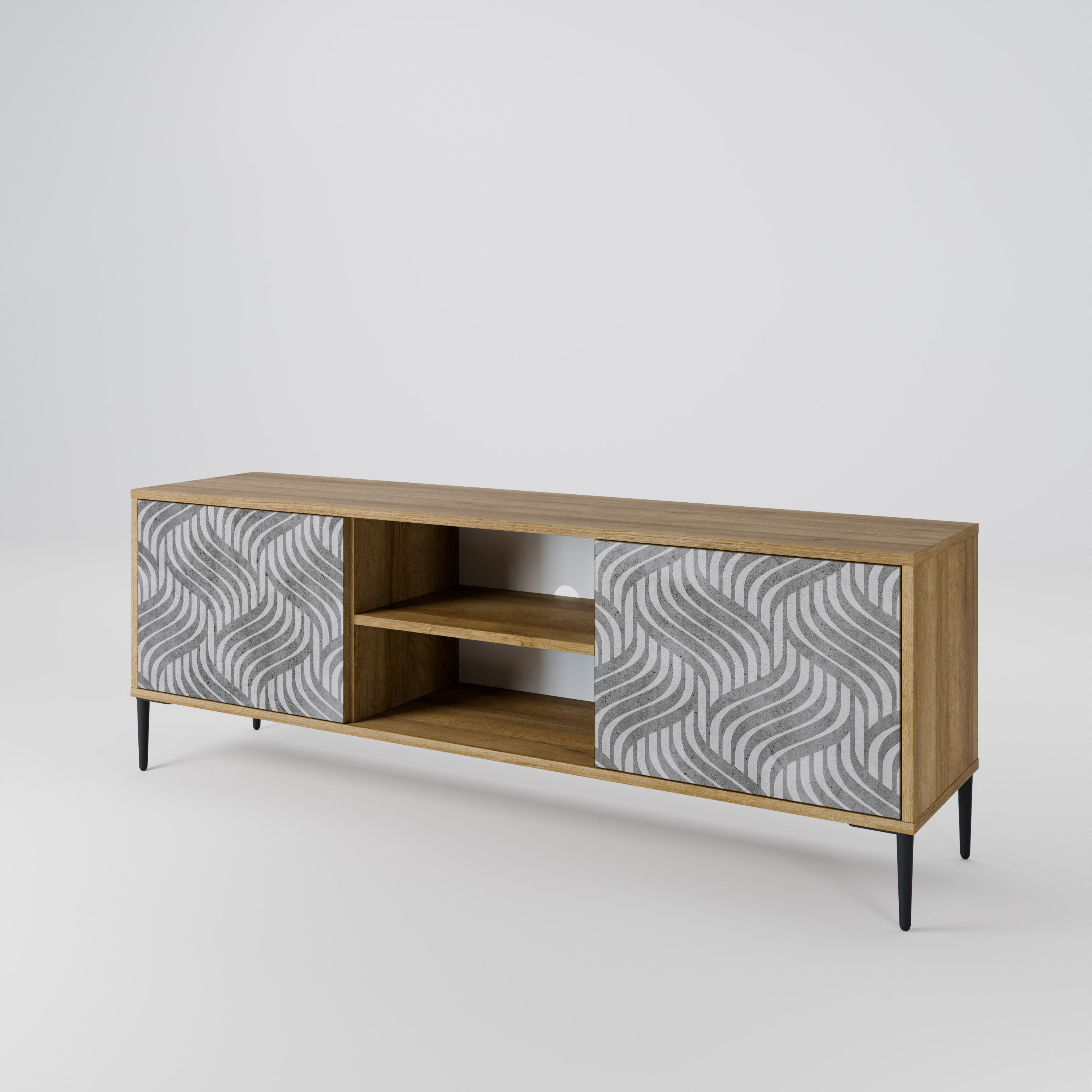 CONCRETE MOVEMENT 2-Door TV Stand in Oak Effect