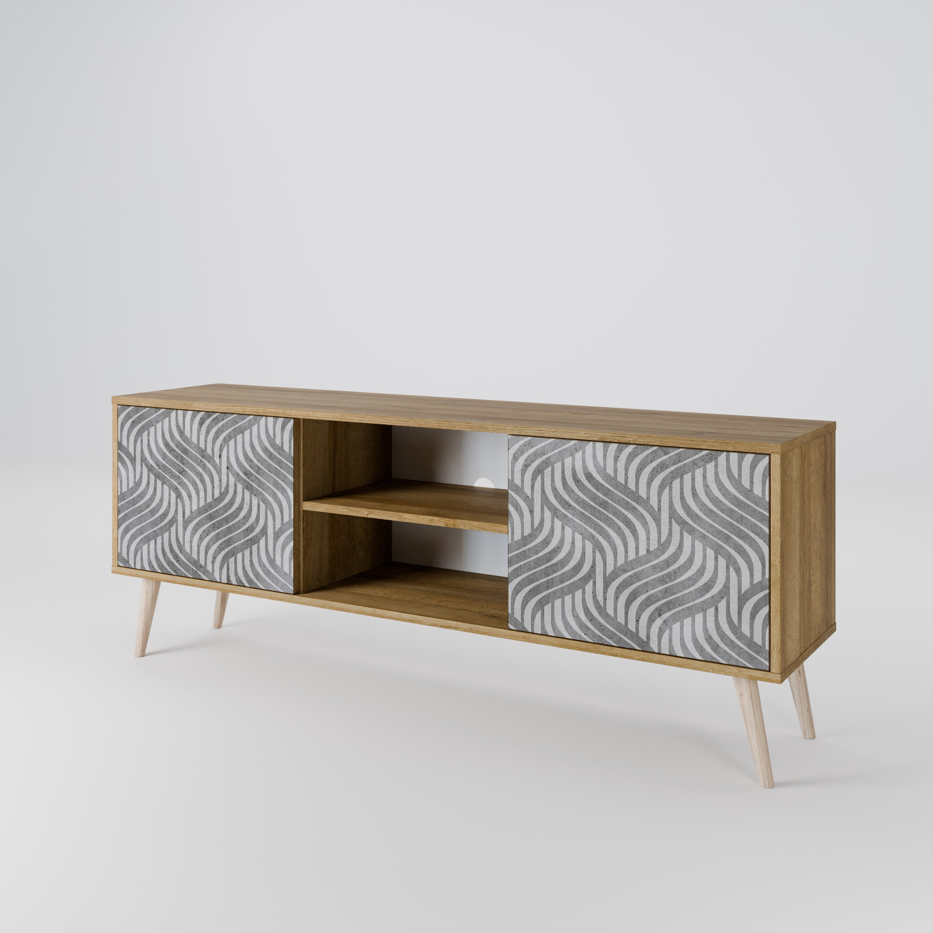 CONCRETE MOVEMENT 2-Door TV Stand in Oak Effect