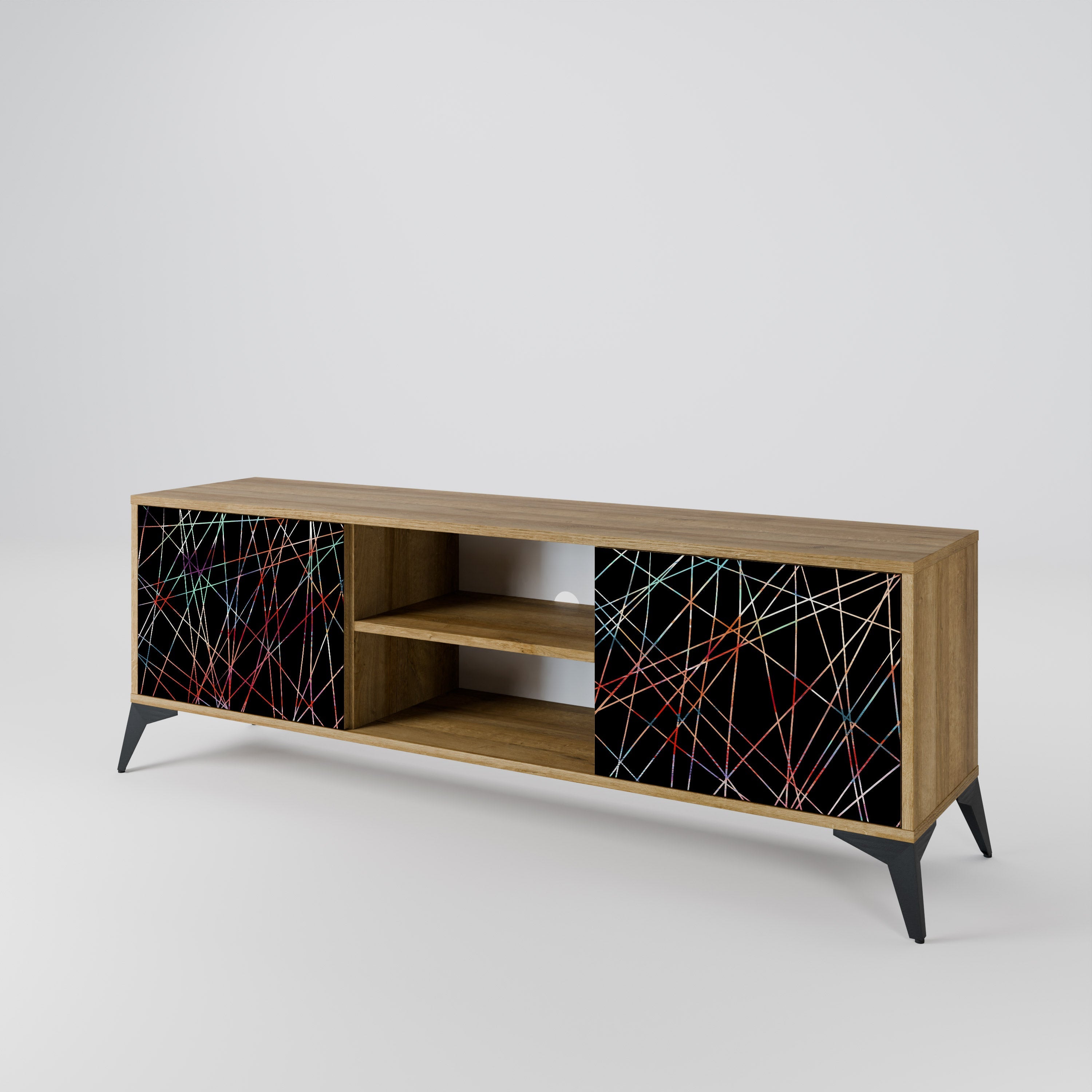 LUMINOUS SNARE 2-Door TV Stand in Oak Effect