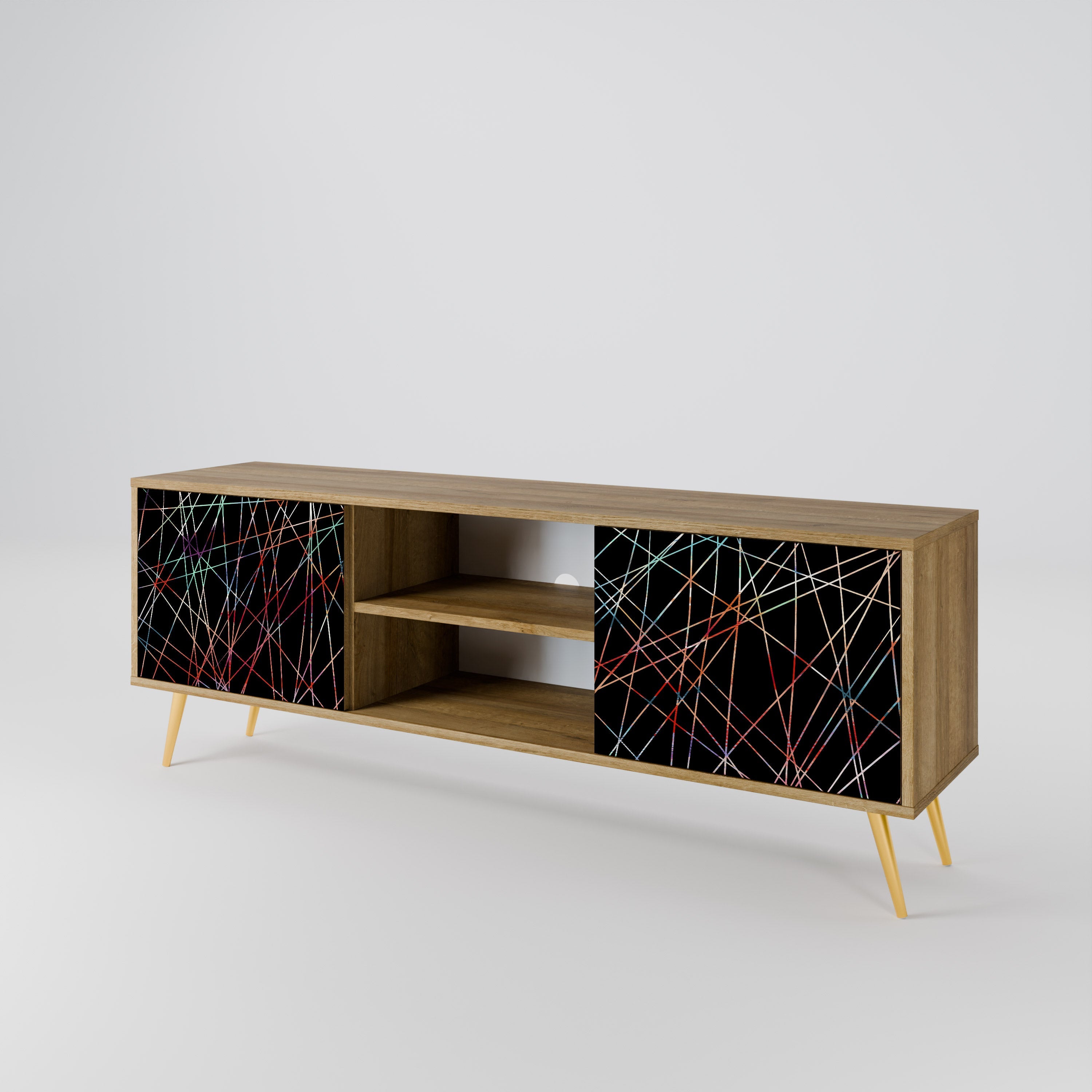 LUMINOUS SNARE 2-Door TV Stand in Oak Effect