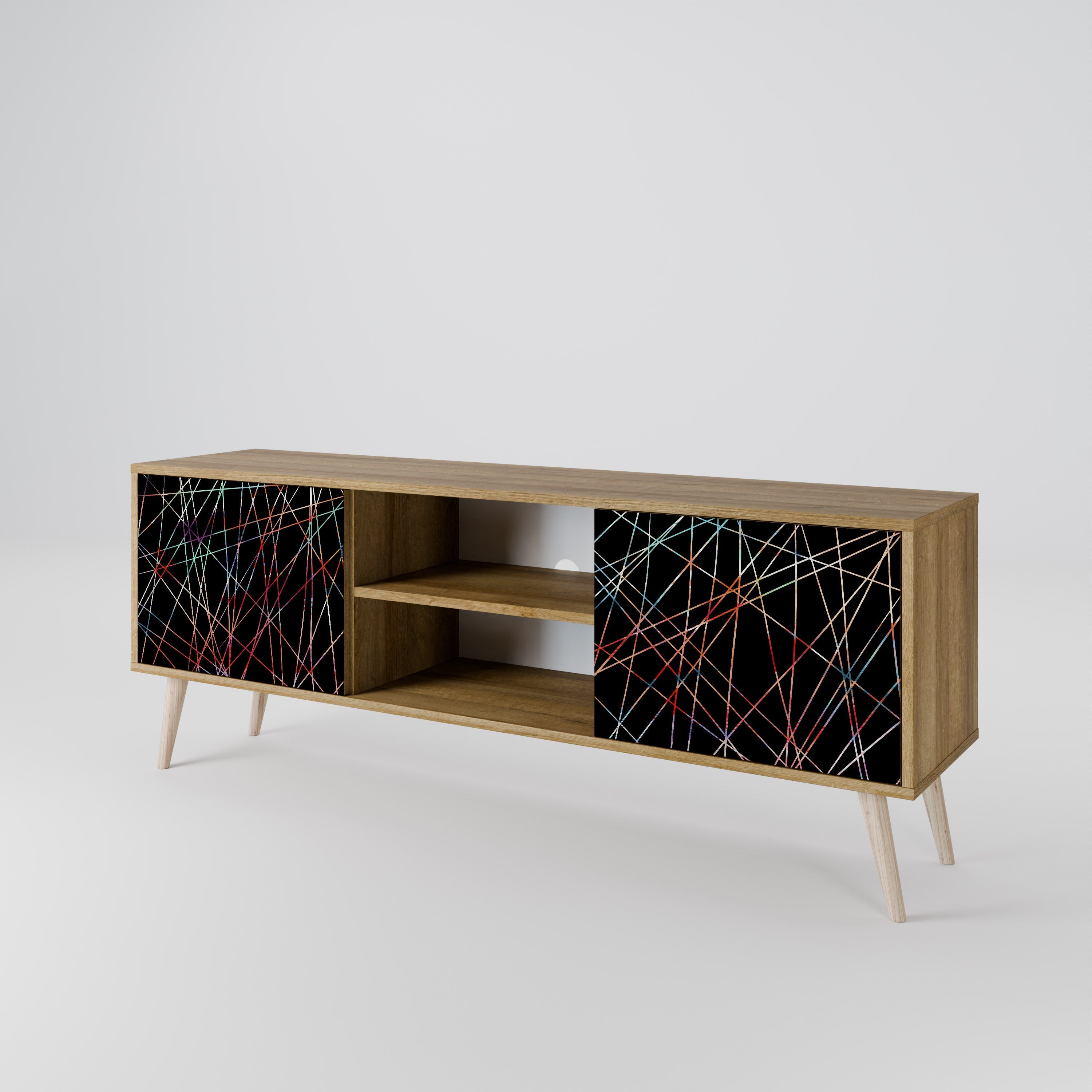 LUMINOUS SNARE 2-Door TV Stand in Oak Effect