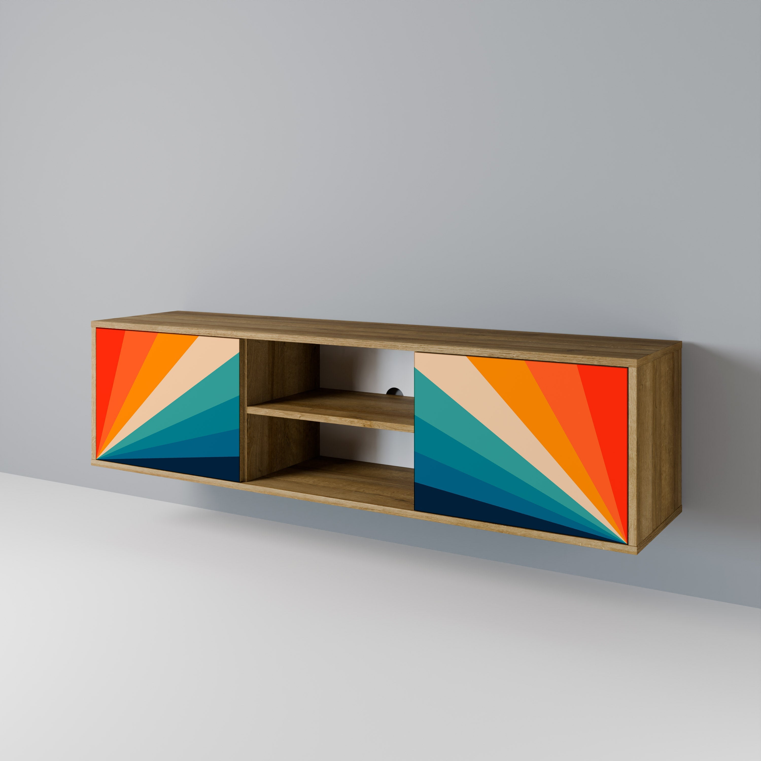 PRISM CONCUSSION 2-Door TV Stand in Oak Effect