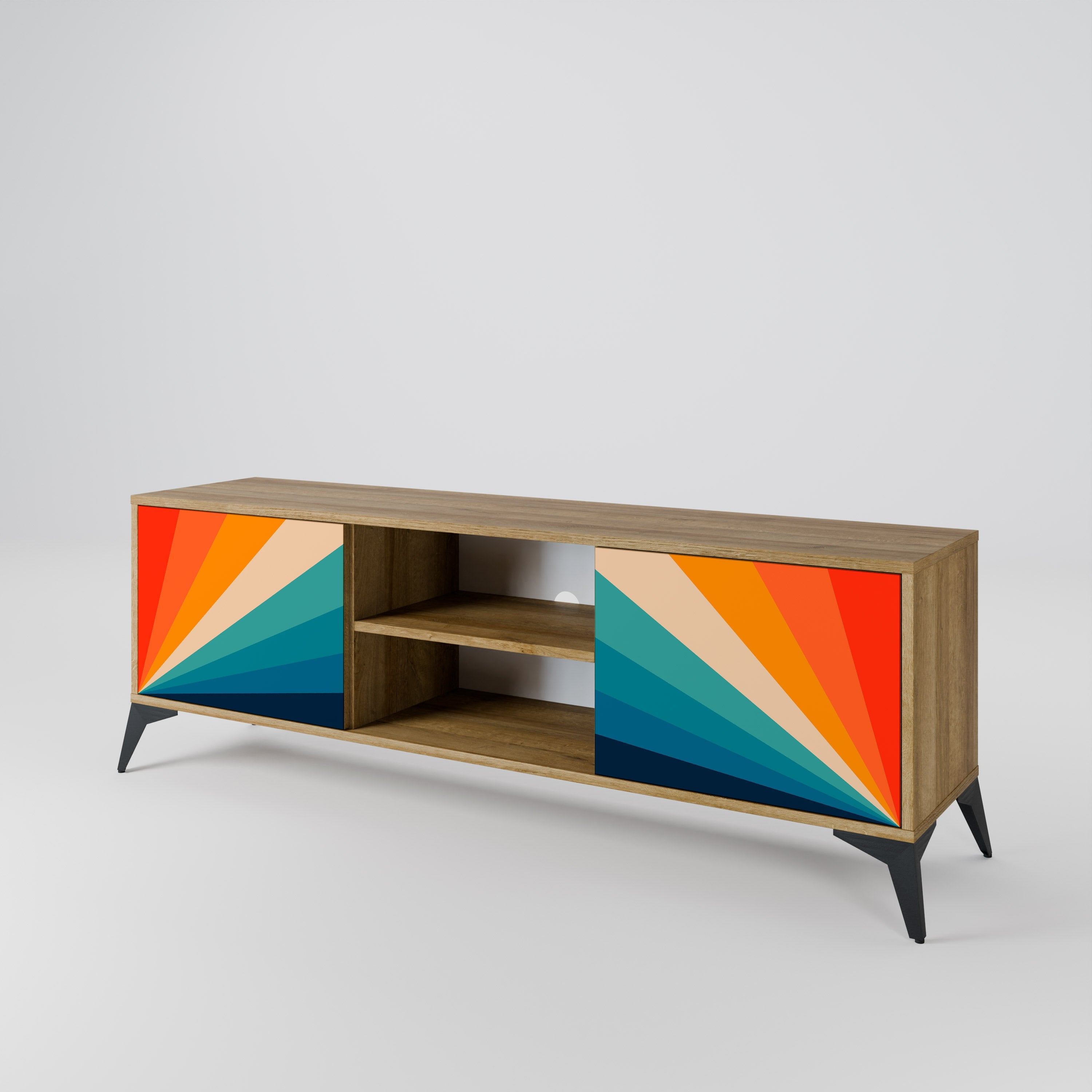 PRISM CONCUSSION 2-Door TV Stand in Oak Effect