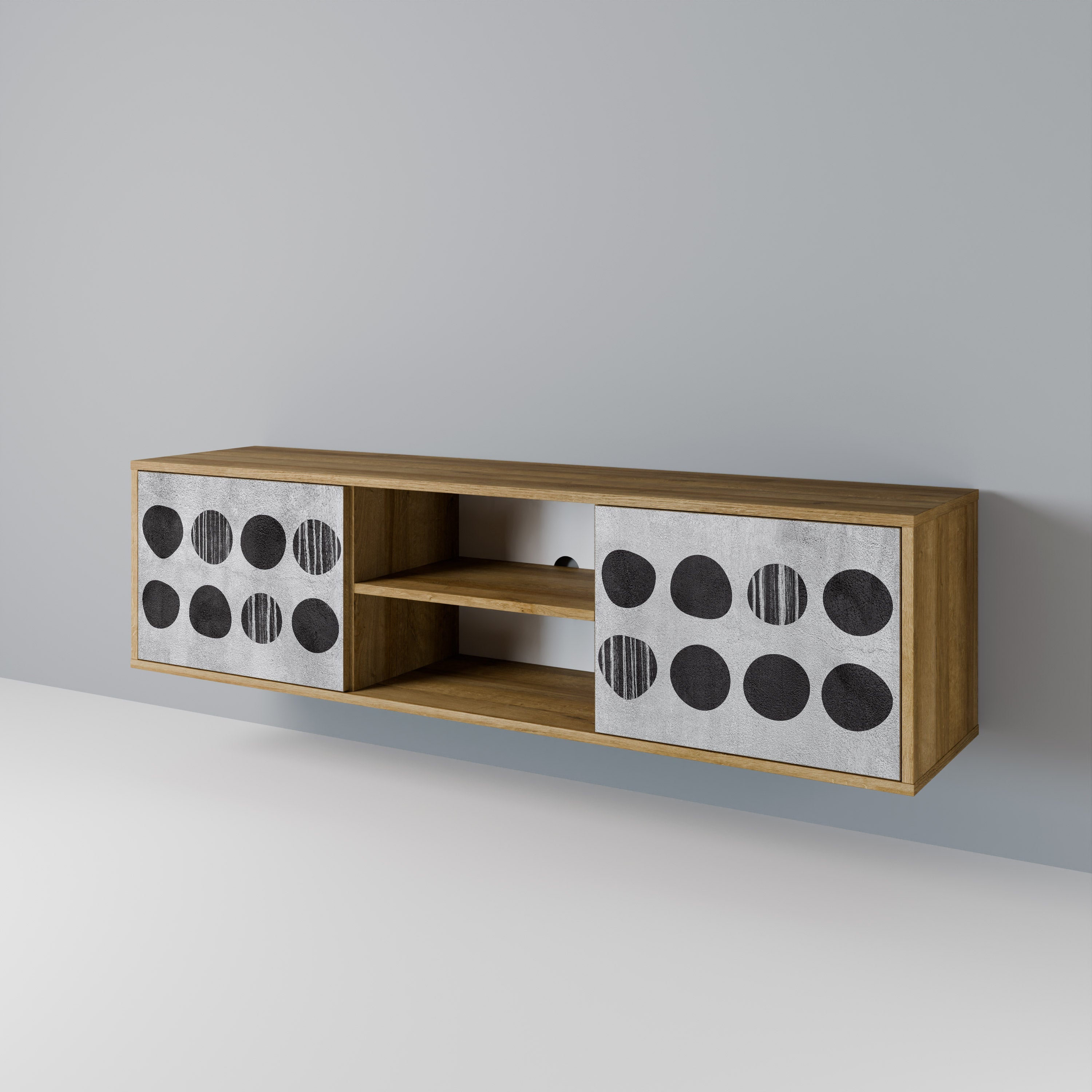 GHOSTLY GRADIENTS 2-Door TV Stand in Oak Effect