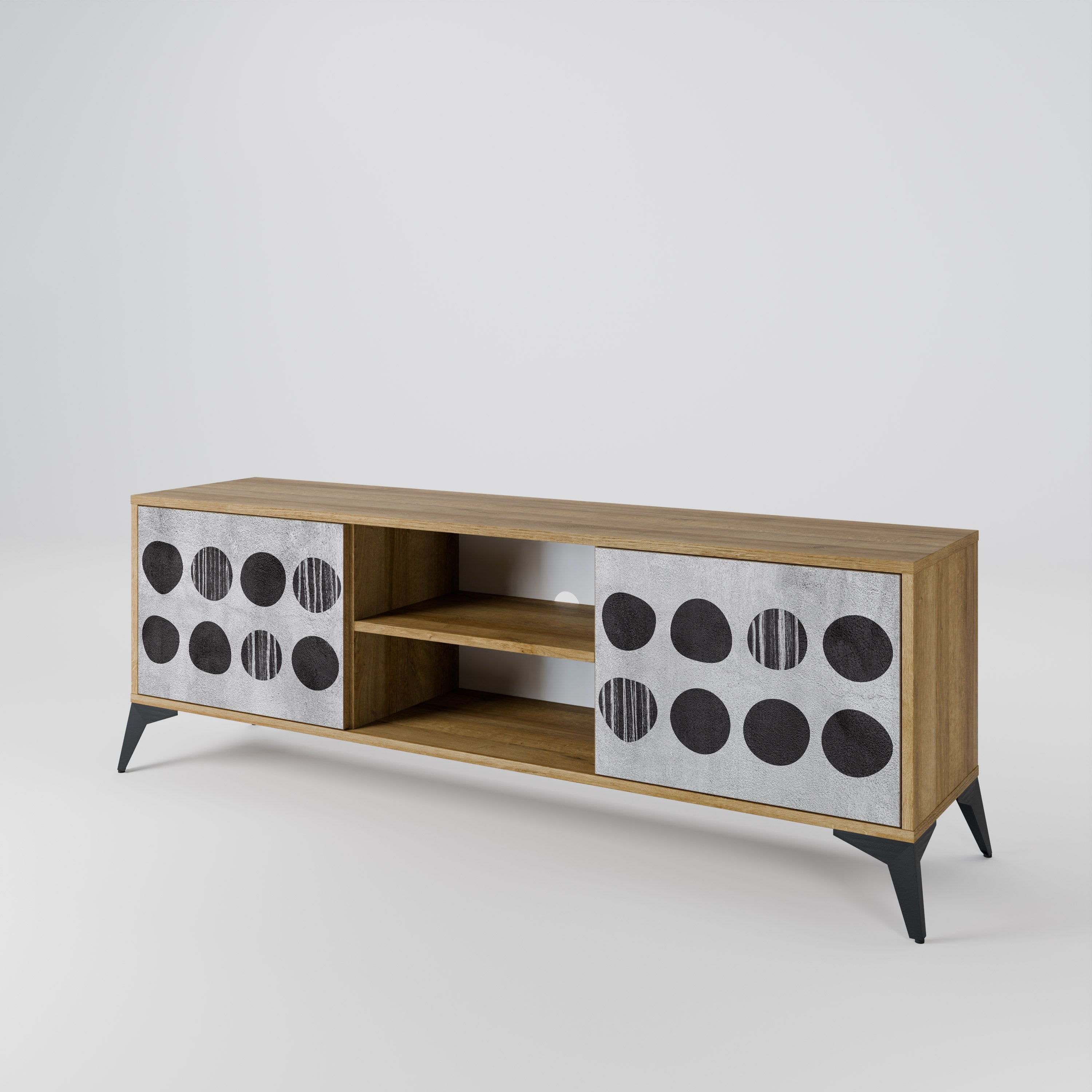 GHOSTLY GRADIENTS 2-Door TV Stand in Oak Effect