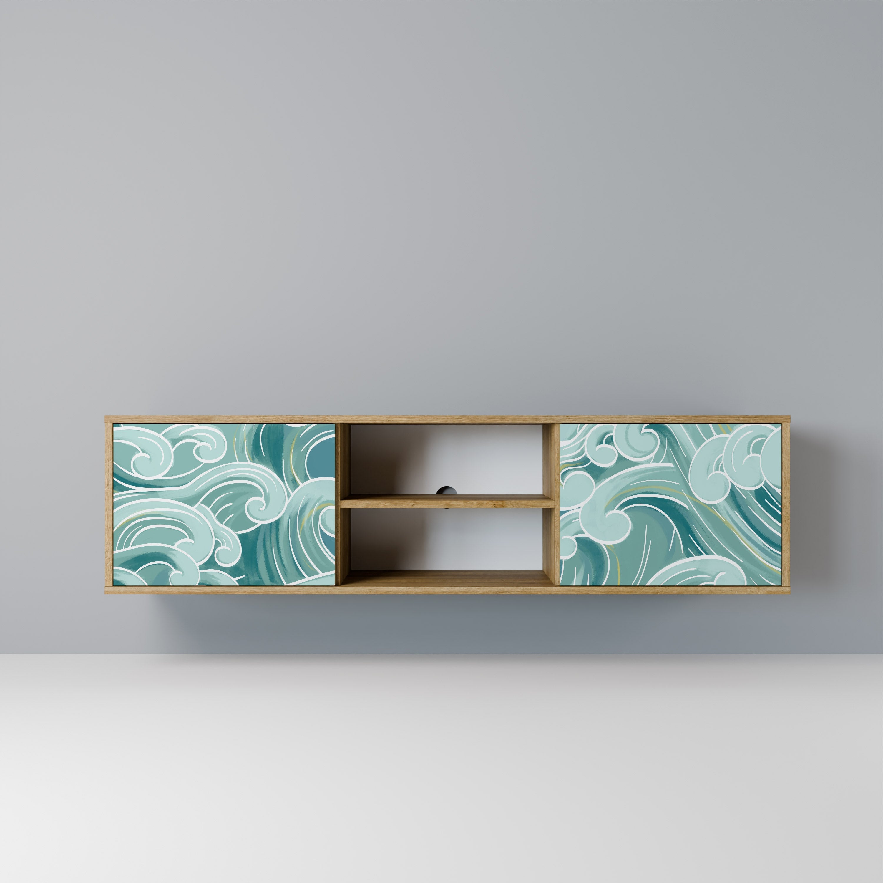 ASIAN SWAY 2-Door TV Stand in Oak Effect