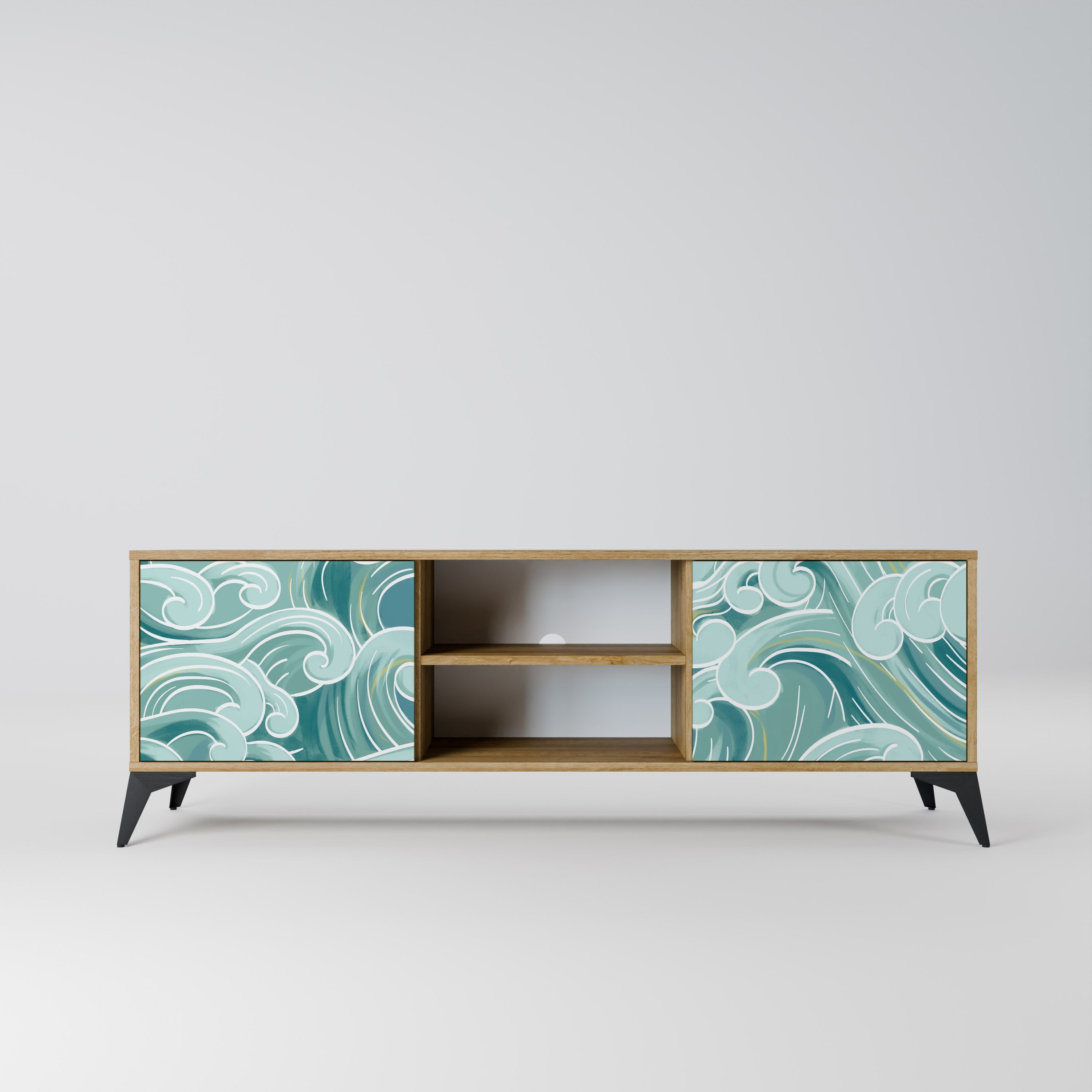 ASIAN SWAY 2-Door TV Stand in Oak Effect