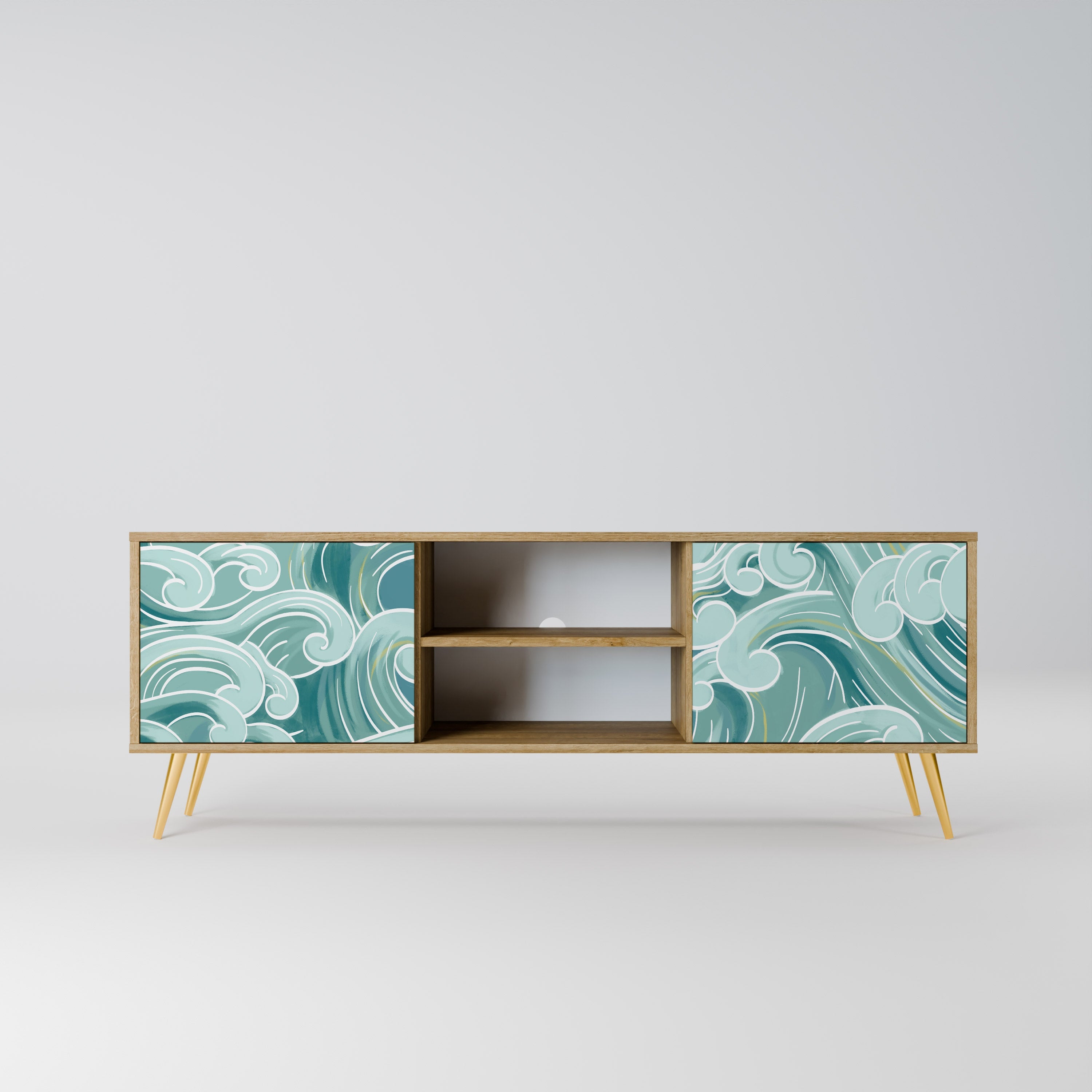 ASIAN SWAY 2-Door TV Stand in Oak Effect