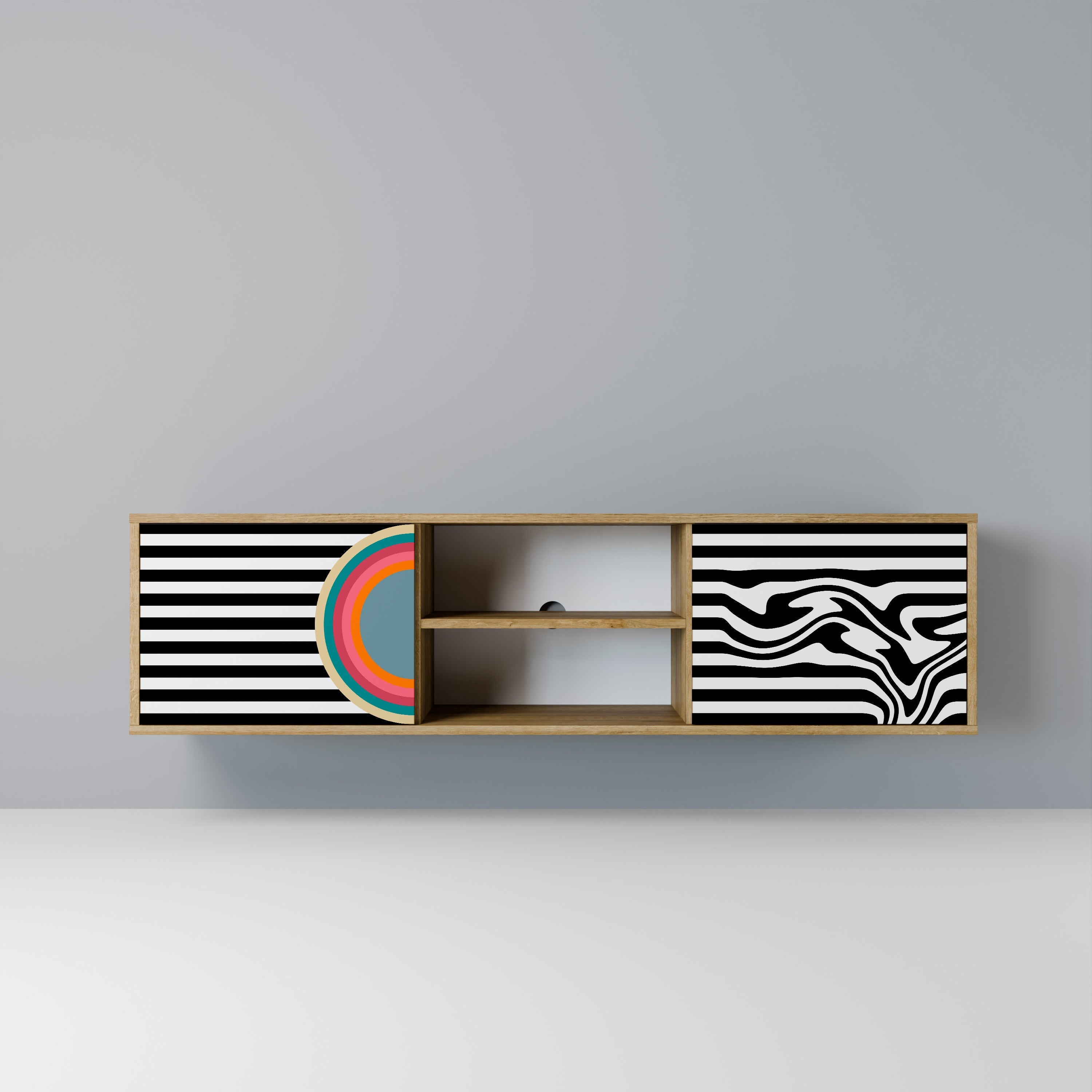 SPECTRA SHOWCASE 2-Door TV Stand in Oak Effect