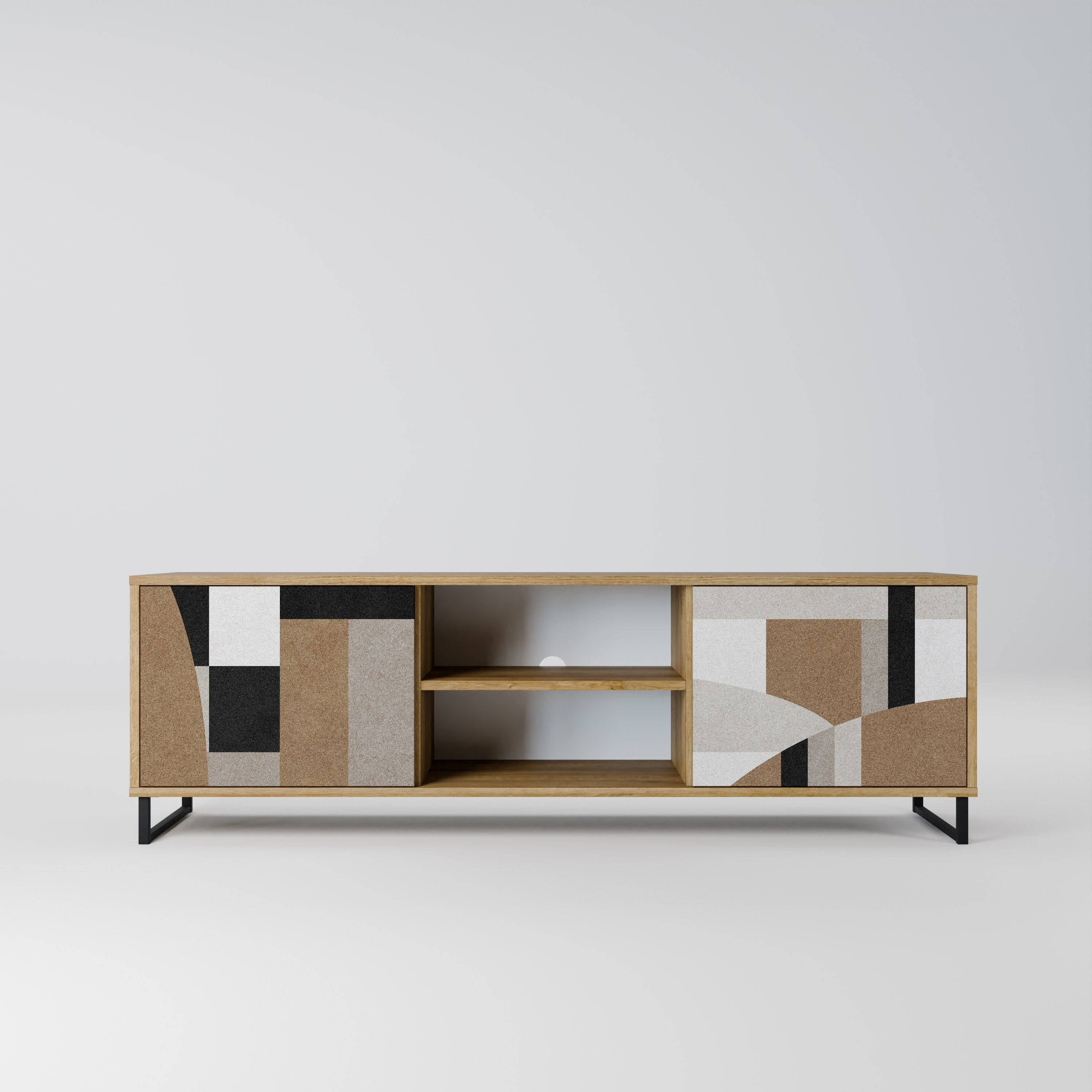 DELICATE MEMENTO 2-Door TV Stand in Oak Effect