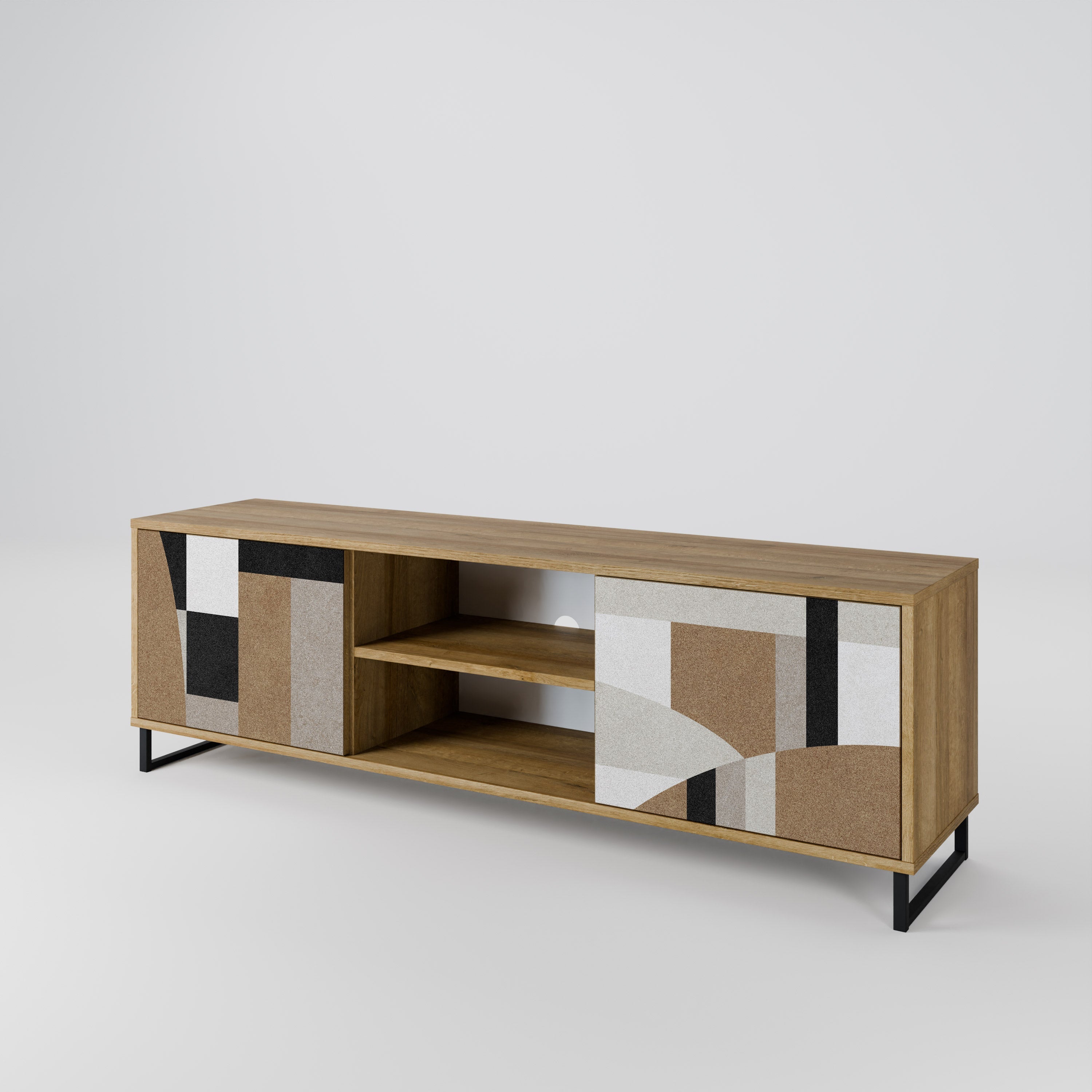 DELICATE MEMENTO 2-Door TV Stand in Oak Effect