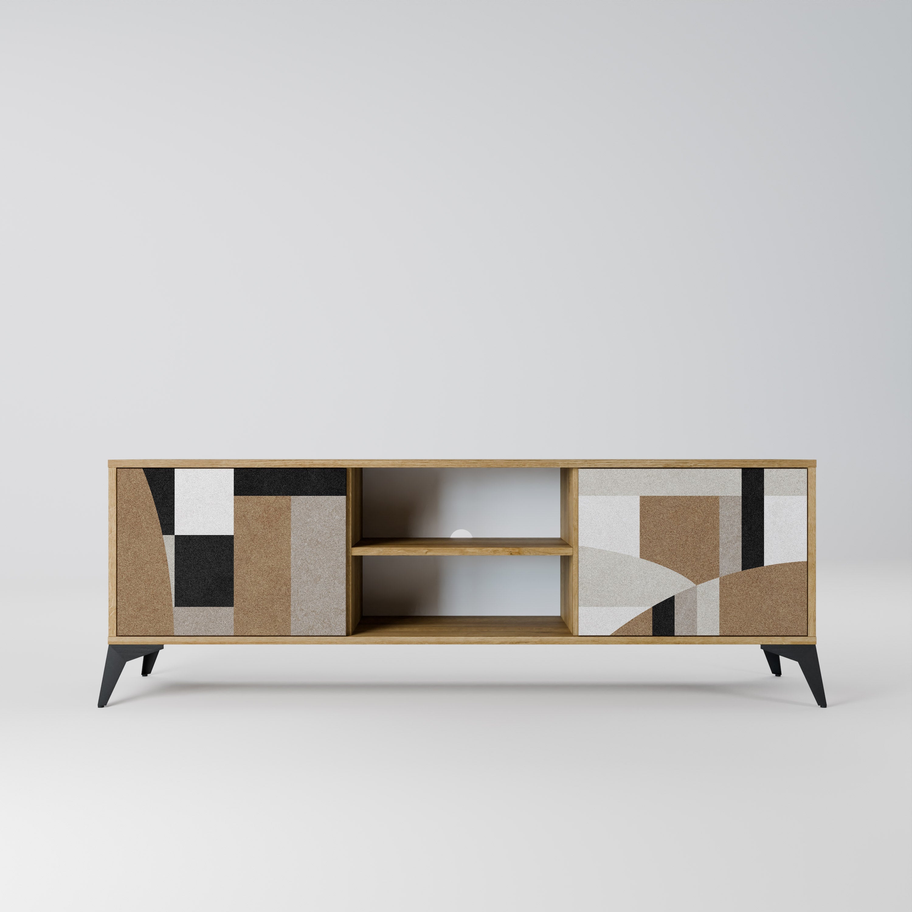 DELICATE MEMENTO 2-Door TV Stand in Oak Effect