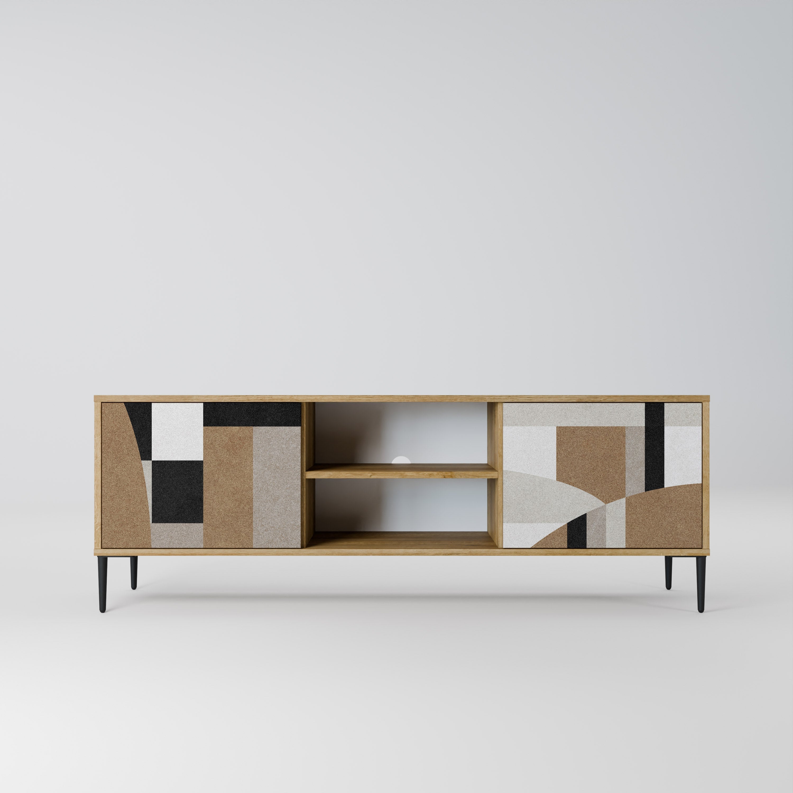 DELICATE MEMENTO 2-Door TV Stand in Oak Effect