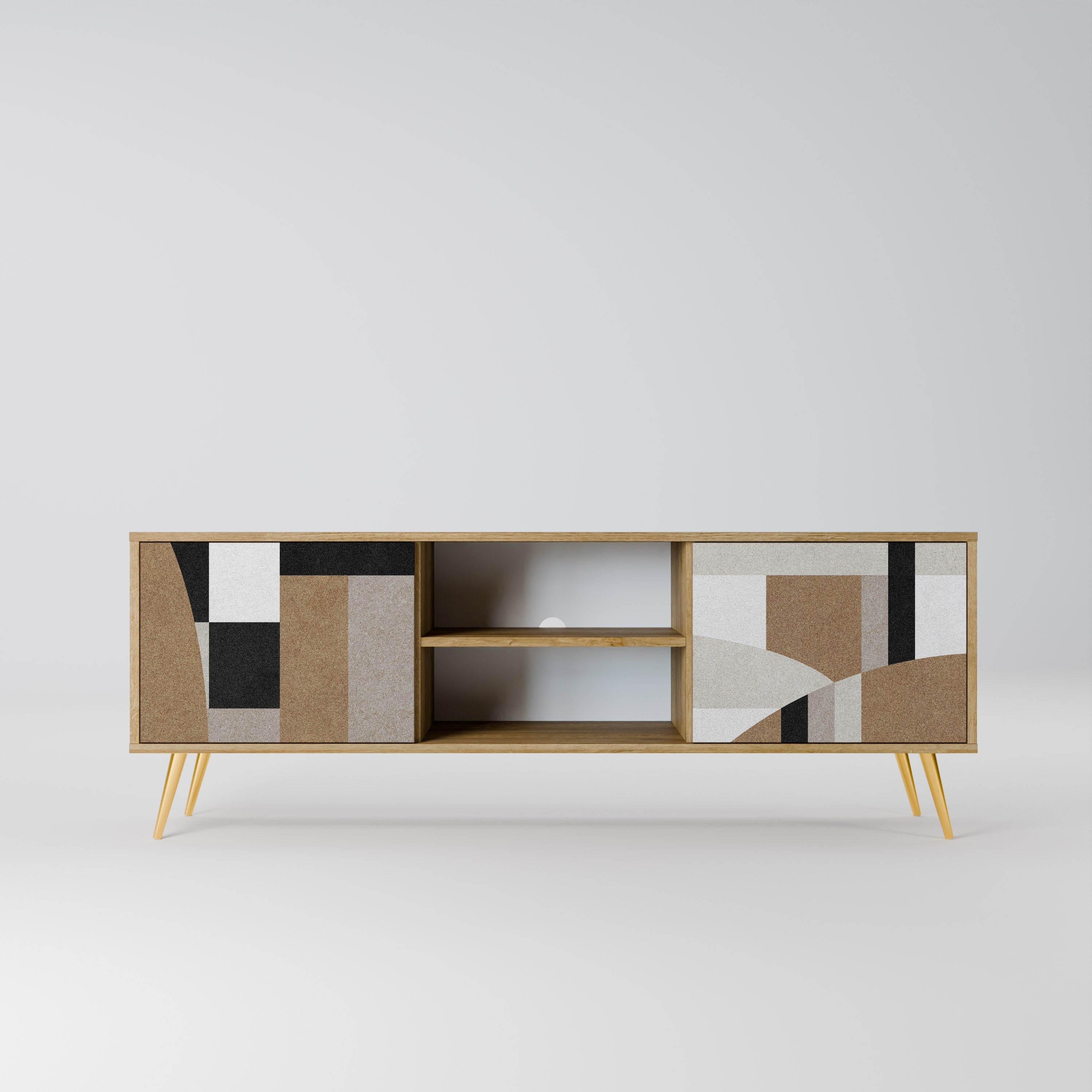 DELICATE MEMENTO 2-Door TV Stand in Oak Effect