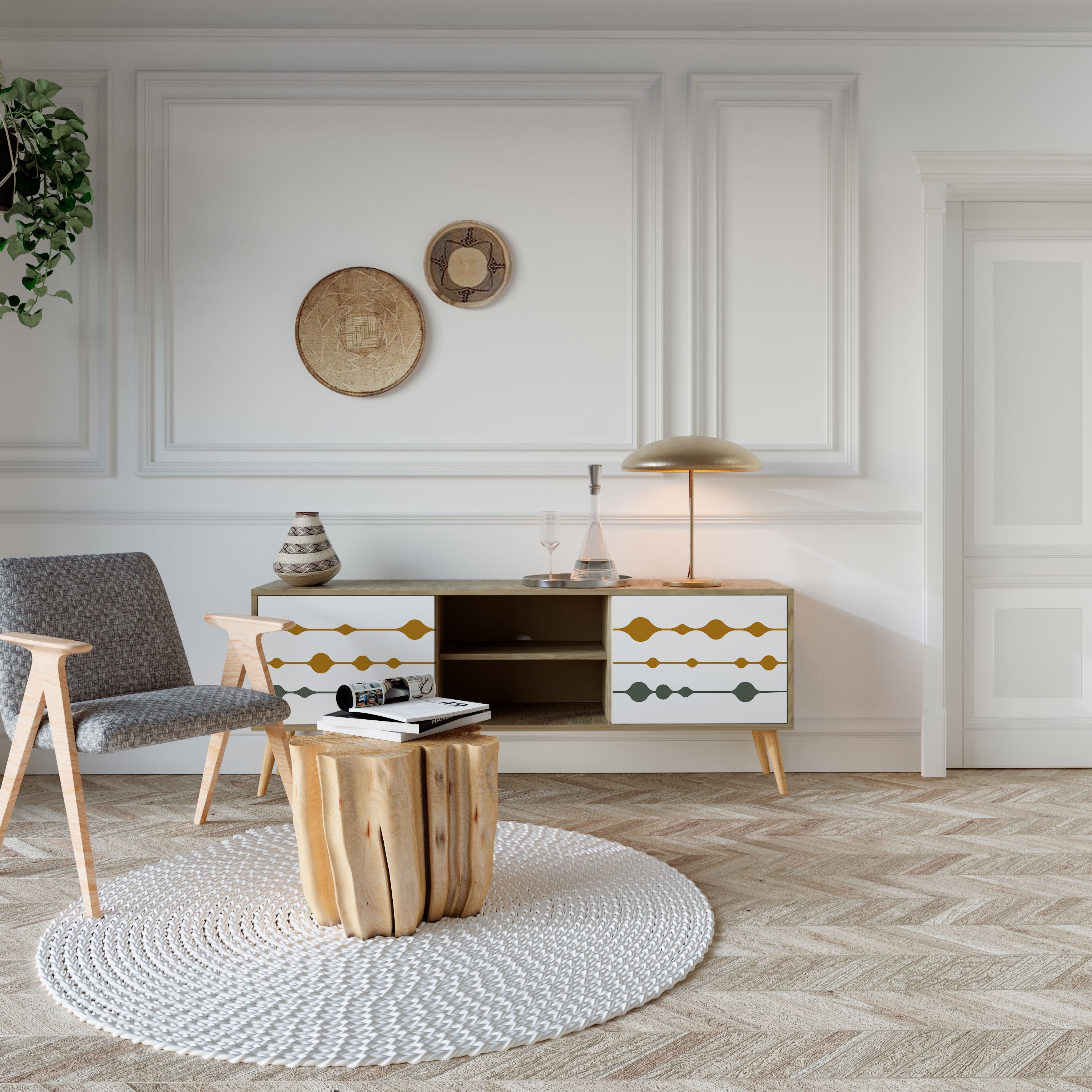 VIVID TONE 2-Door TV Stand in Oak Effect