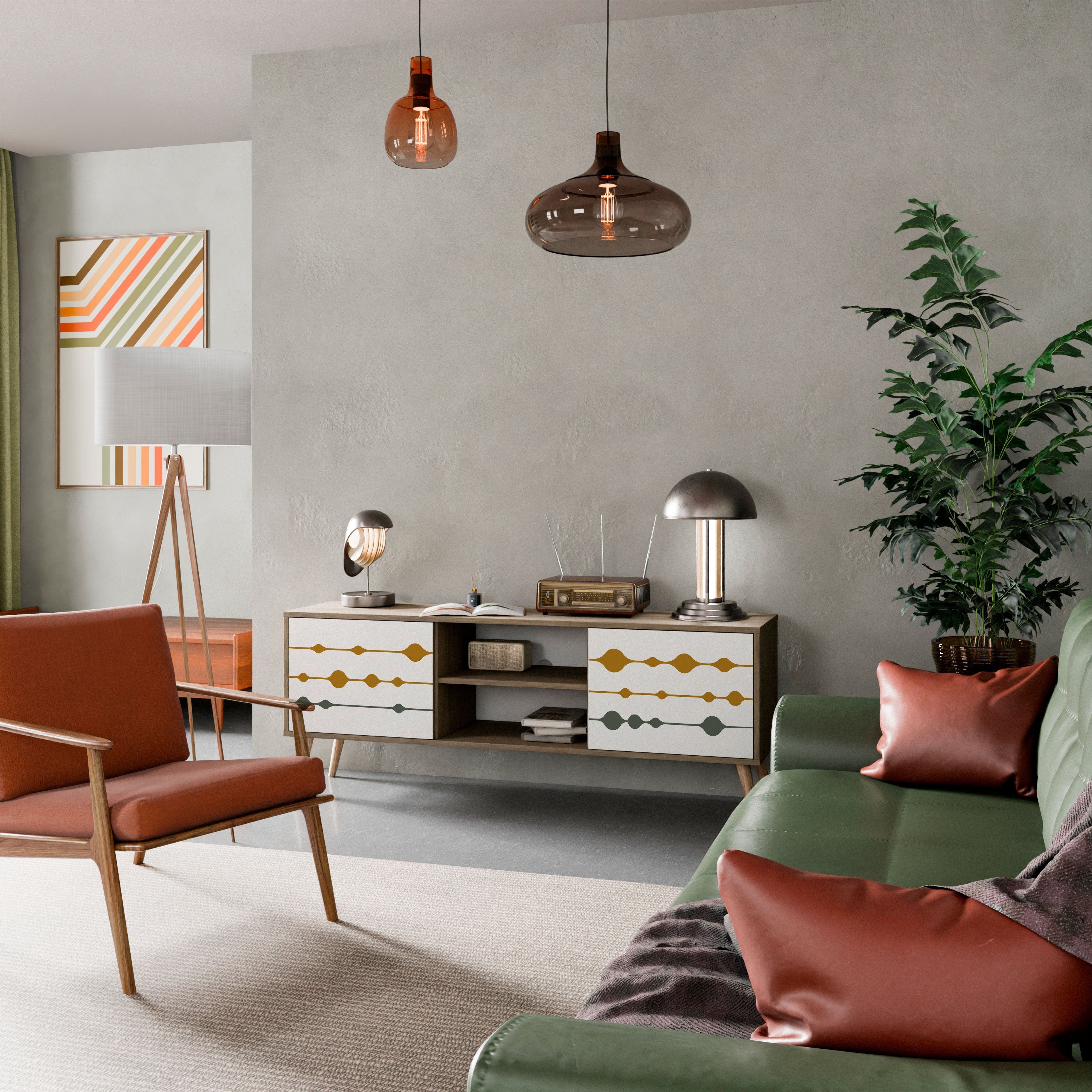 VIVID TONE Móvel de TV com 2 Portas em Efeito Carvalho