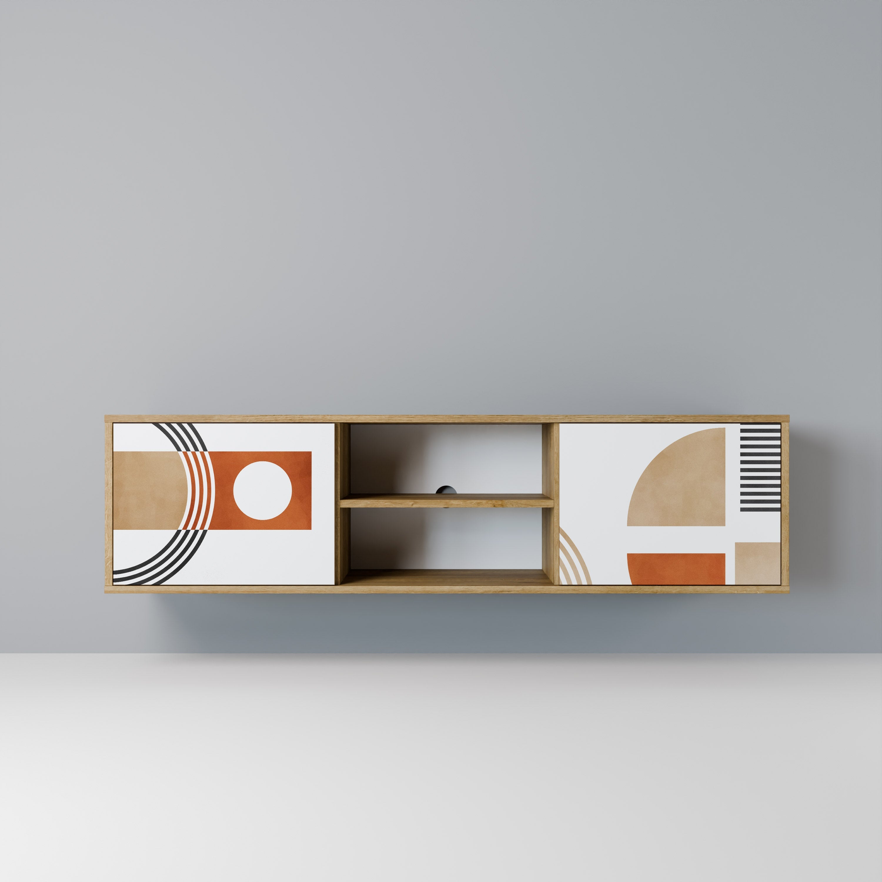 CIRCLE RHYTM 2-Door TV Stand in Oak Effect