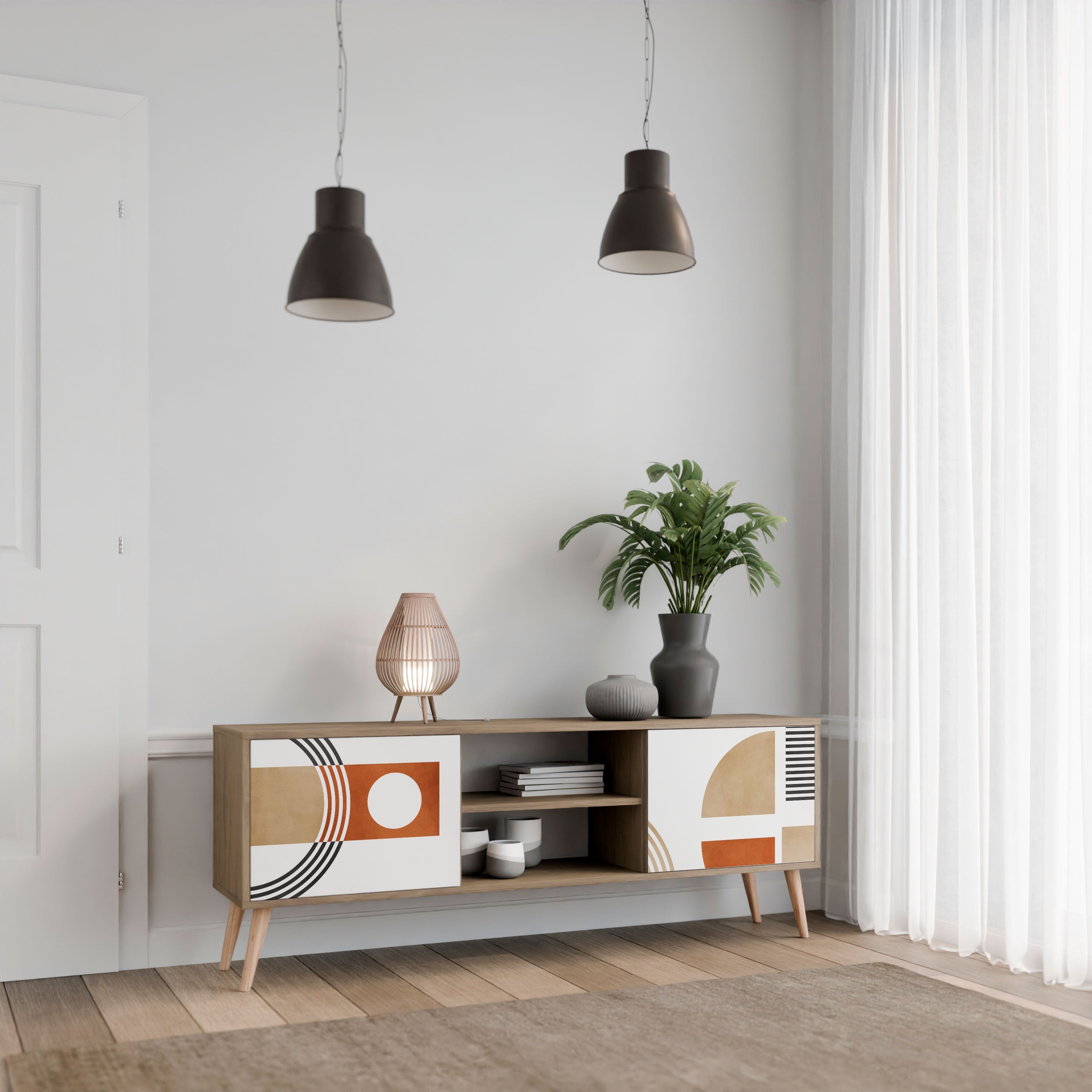 CIRCLE RHYTM 2-Door TV Stand in Oak Effect