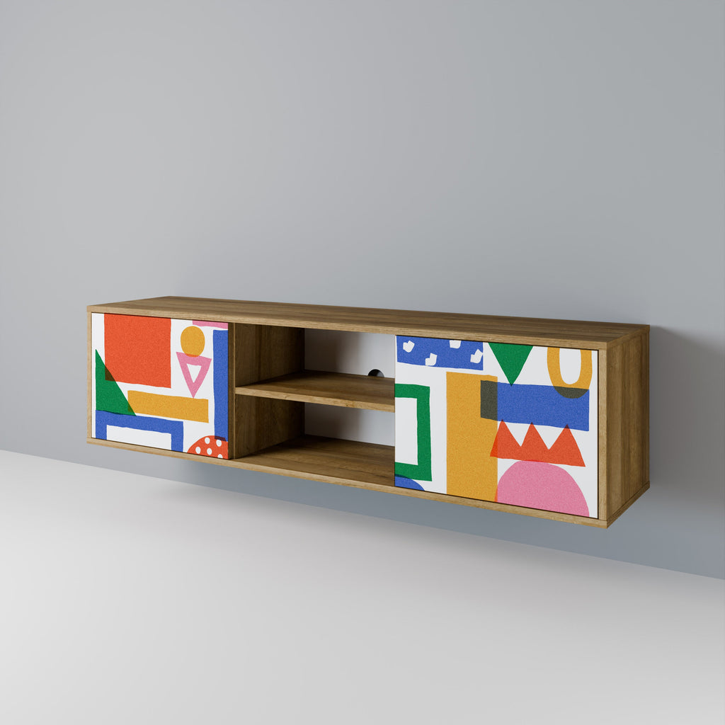 GEOMETRIC GLIMMER Móvel de TV com 2 Portas em Efeito Carvalho