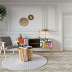 GEOMETRIC GLIMMER Móvel de TV com 2 Portas em Efeito Carvalho