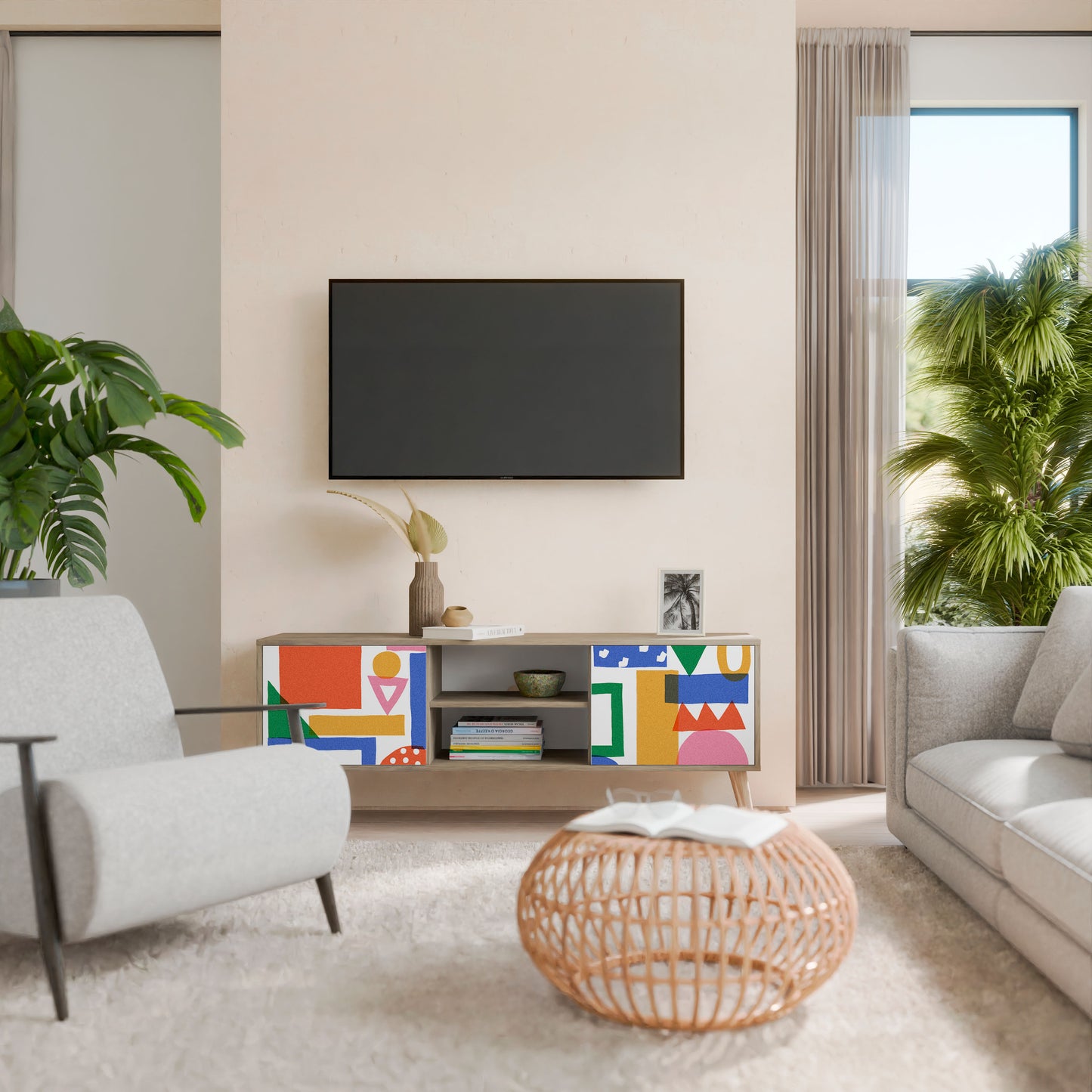GEOMETRIC GLIMMER Móvel de TV de 2 Portas