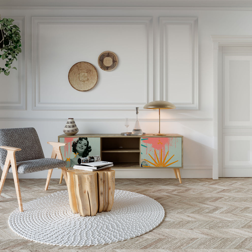 KANAGAWA BEAUTY Móvel de TV com 2 Portas em Efeito Carvalho