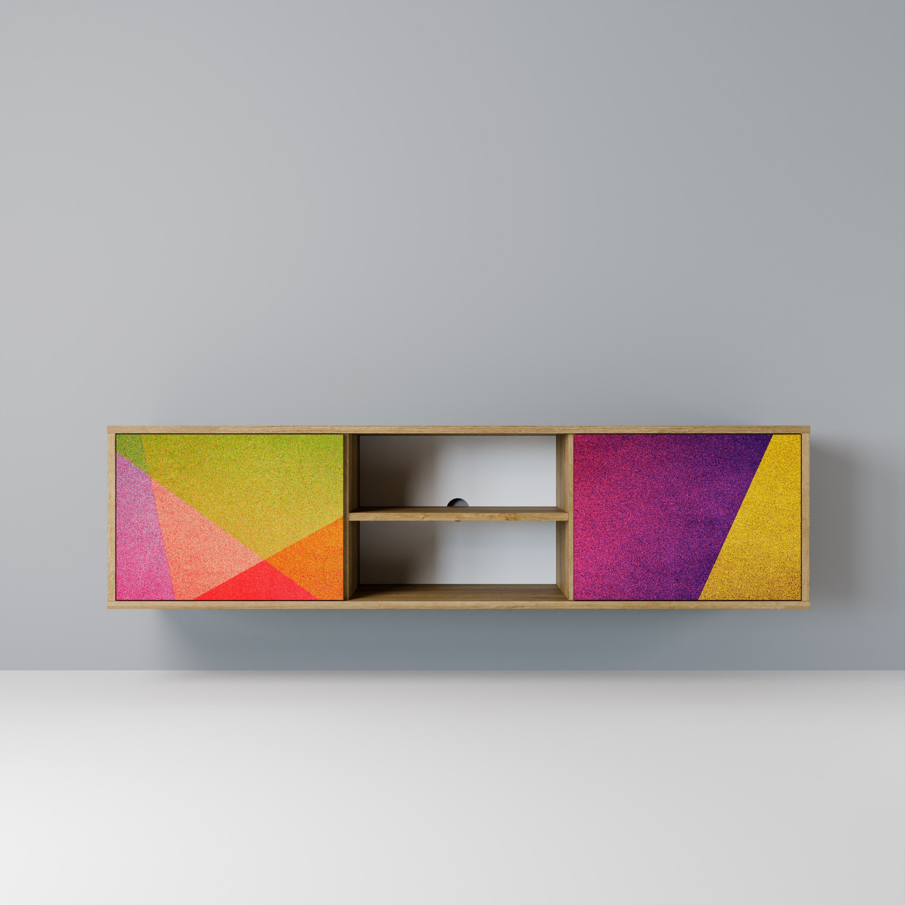 VIVID GEOMETRY 2-Door TV Stand in Oak Effect