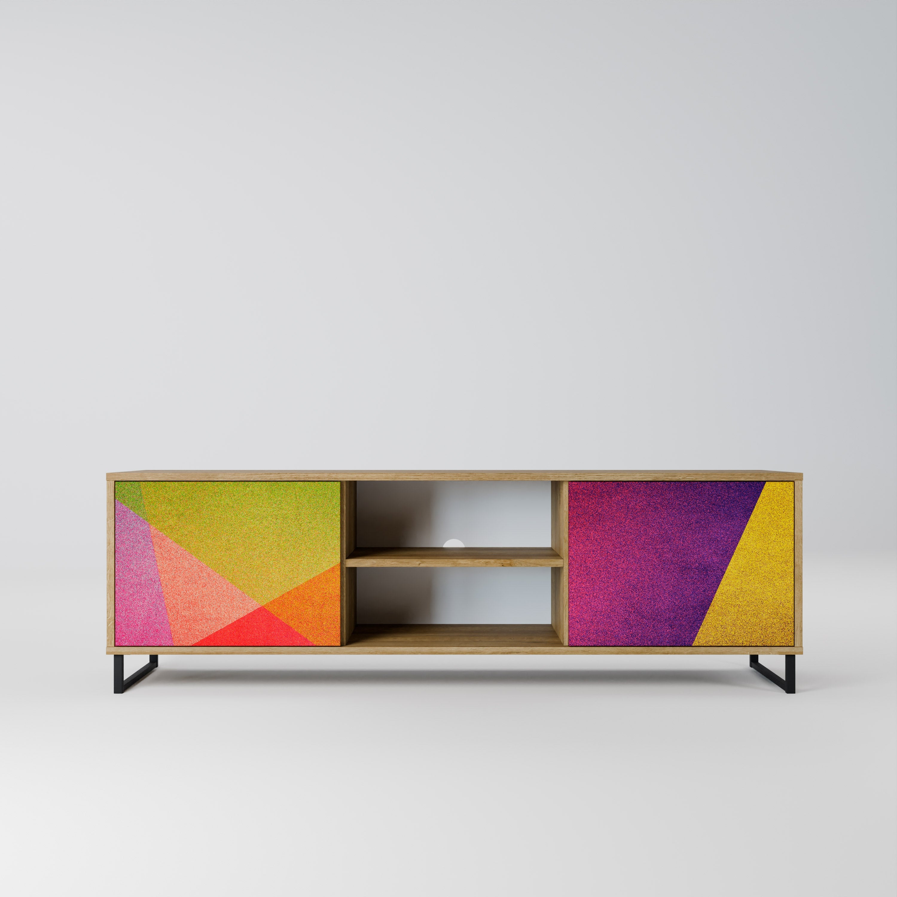 VIVID GEOMETRY 2-Door TV Stand in Oak Effect