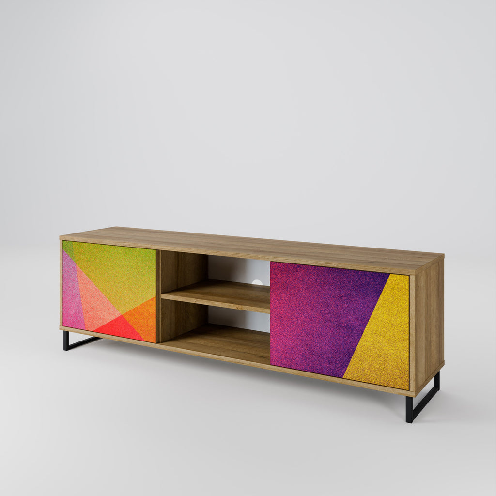 VIVID GEOMETRY 2-Door TV Stand in Oak Effect