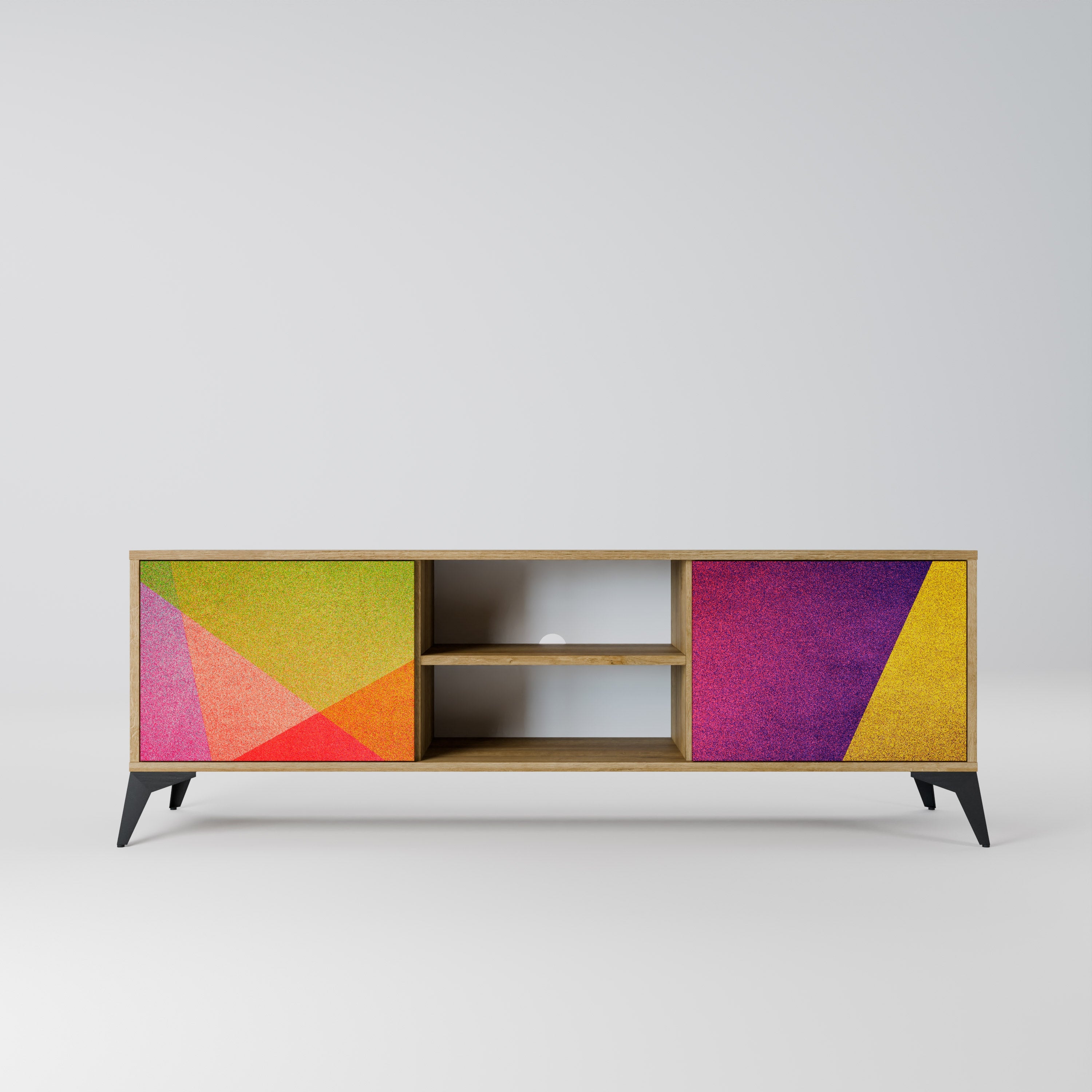 VIVID GEOMETRY 2-Door TV Stand in Oak Effect