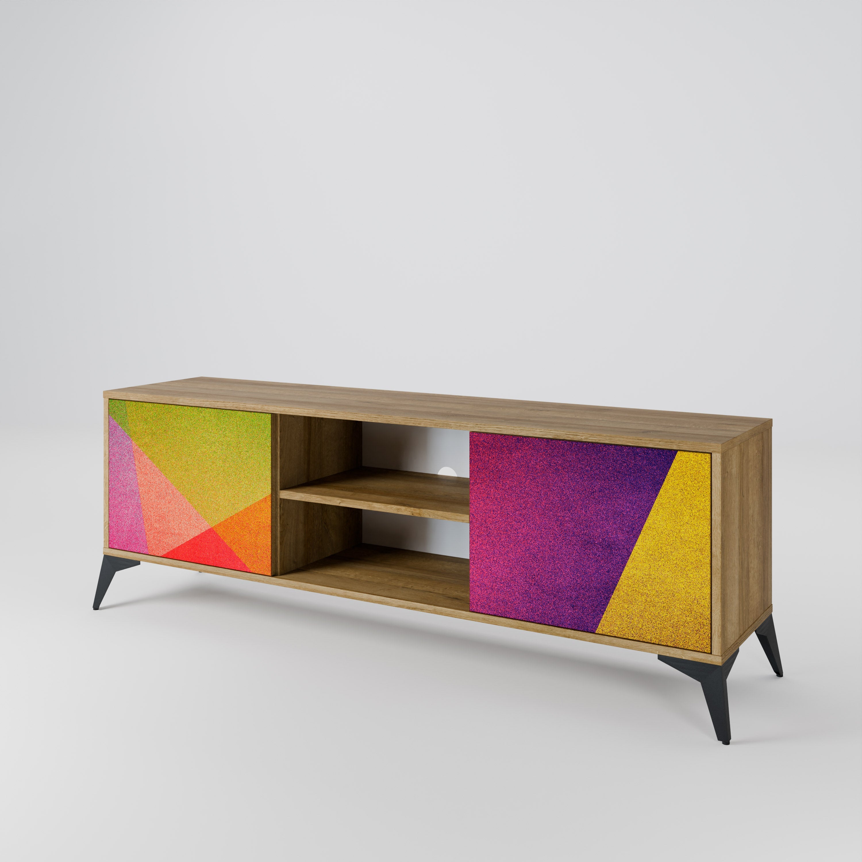 VIVID GEOMETRY 2-Door TV Stand in Oak Effect