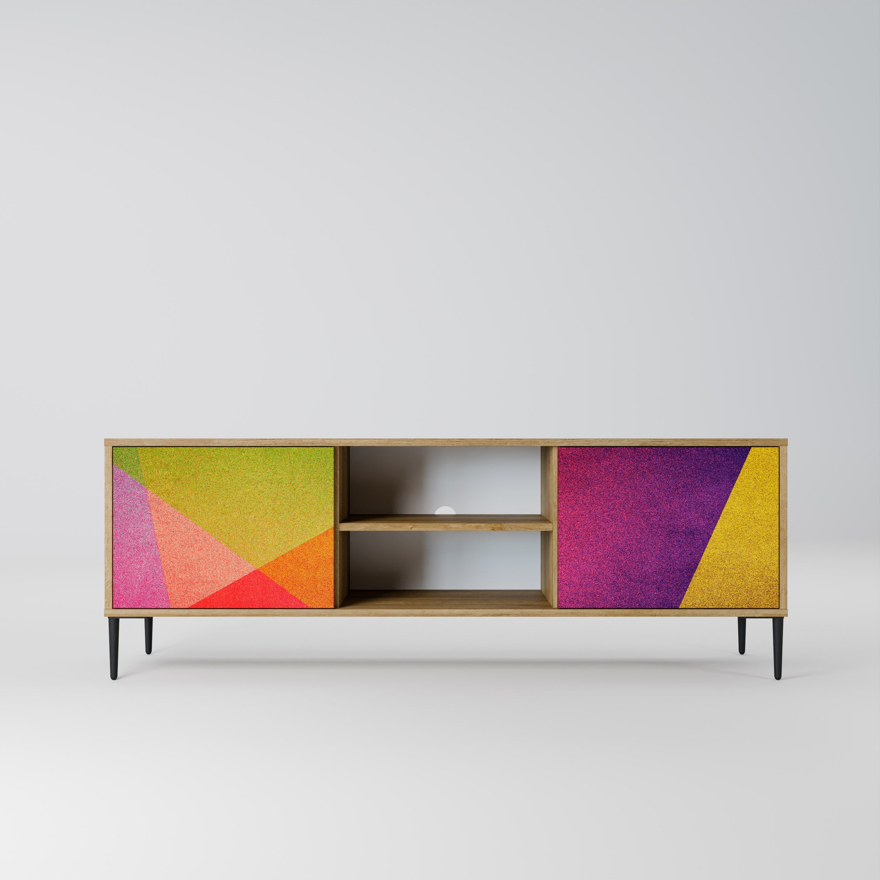 VIVID GEOMETRY 2-Door TV Stand in Oak Effect
