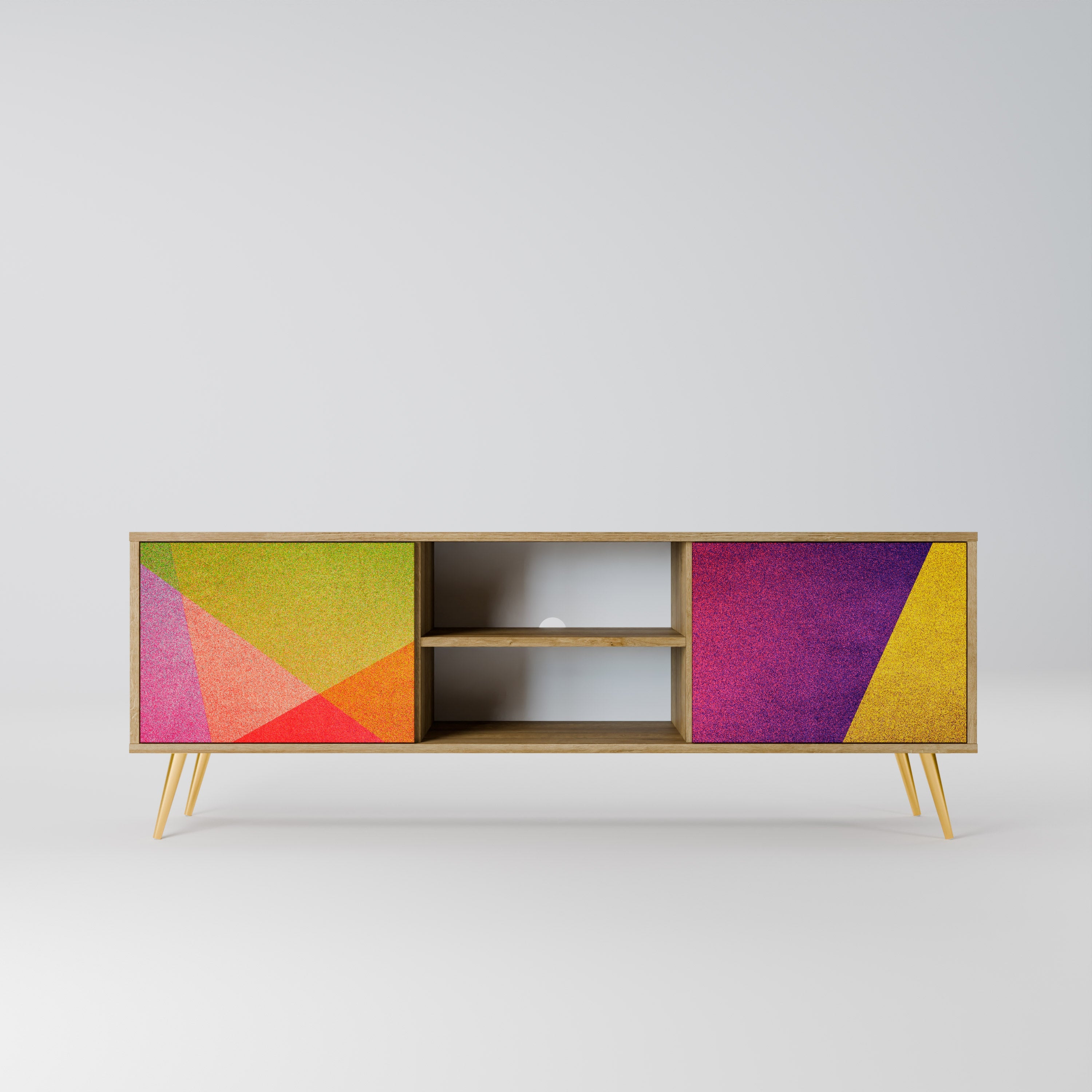 VIVID GEOMETRY 2-Door TV Stand in Oak Effect