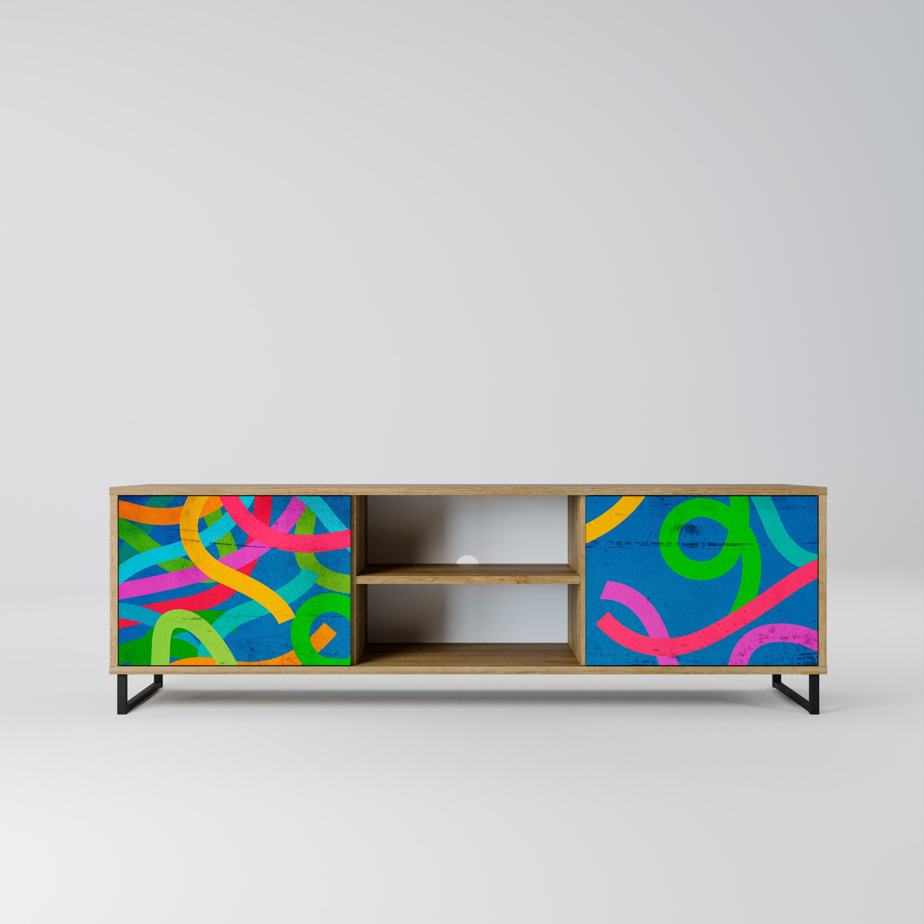 STREAMER TANGLE 2-Door TV Stand in Oak Effect