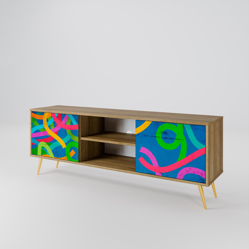 STREAMER TANGLE 2-Door TV Stand in Oak Effect