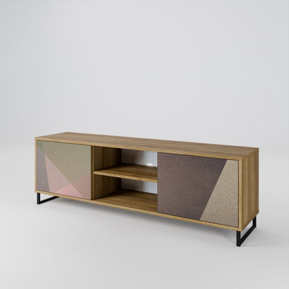 BEIGE GEOMETRY Móvel de TV de 2 Portas